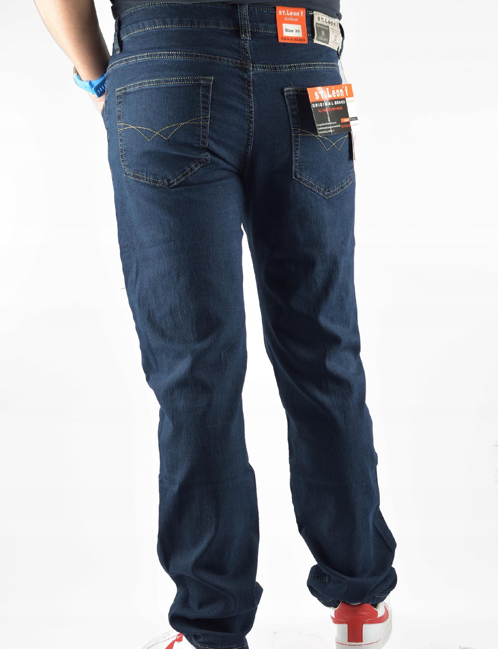MESKIE JEANSY ST.LEON f SPODNIE GRANATOWE 39/34 Zapięcie zamek