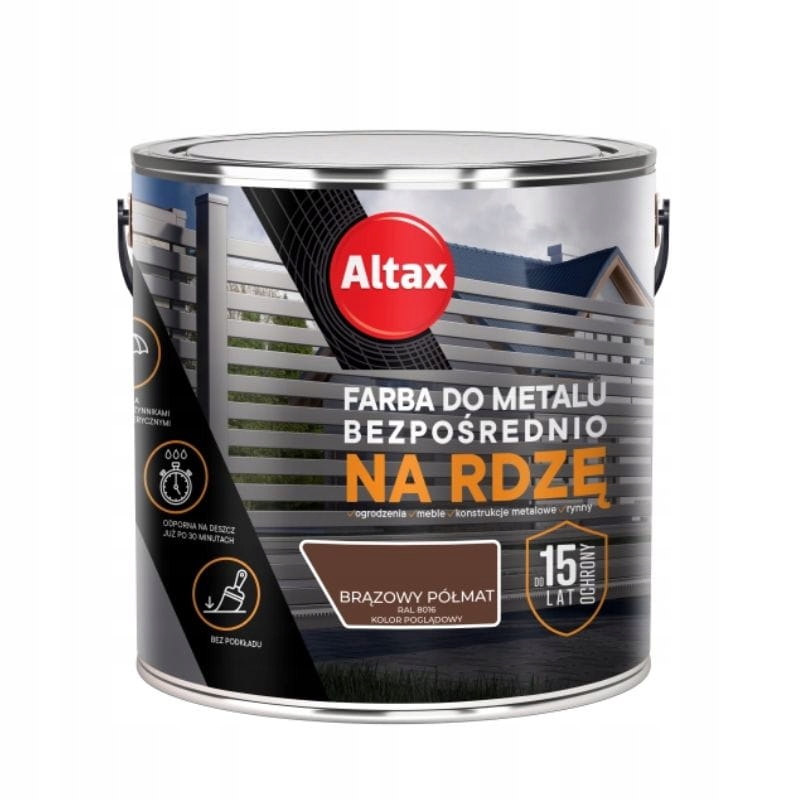 Altax Farba Do Metalu Na Rdzę Brąz Półmat 2,5L