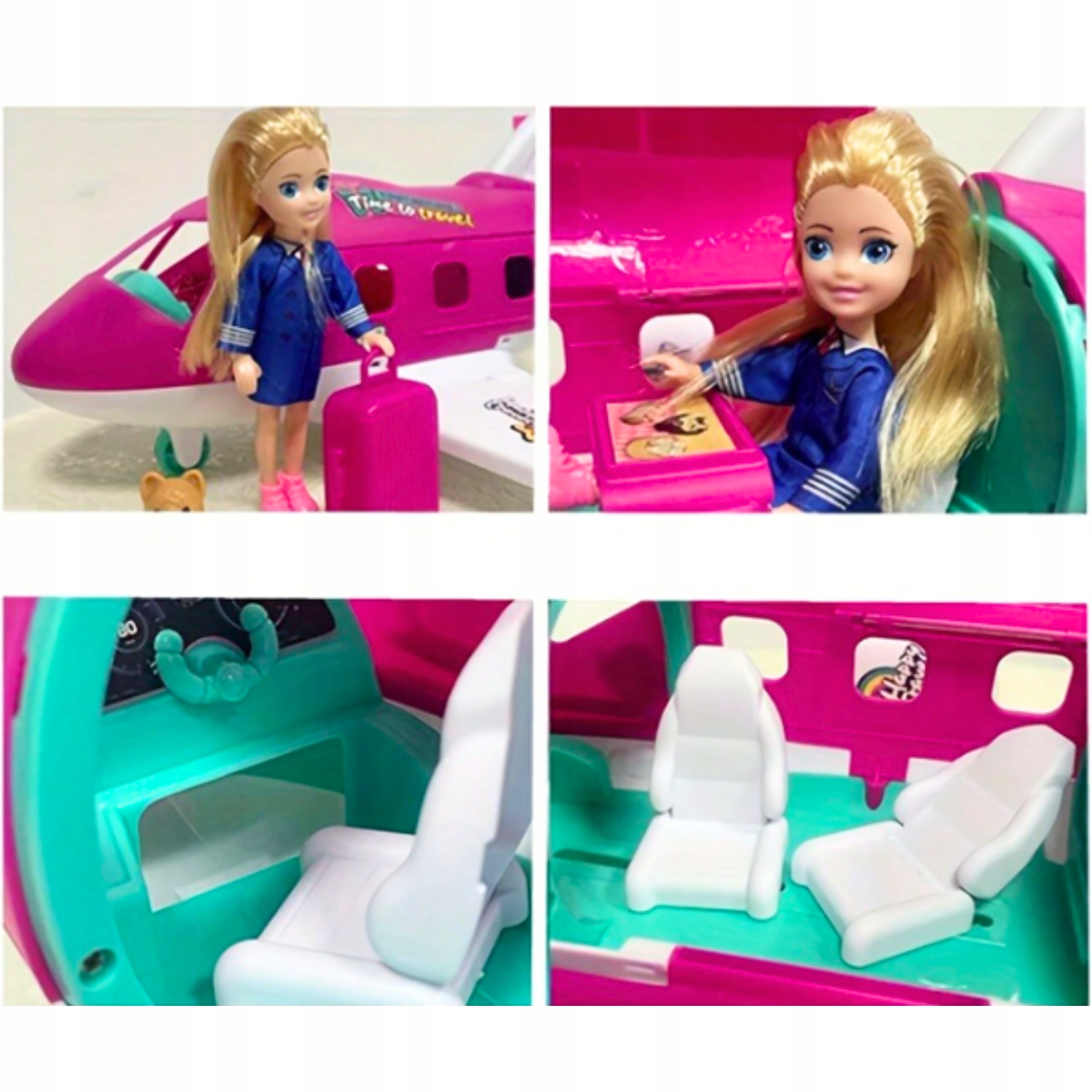 MEGA DUŻY ZESTAW SAMOLOT DLA LALEK AKSESORIA OTWIERANA WALIZKA SZCZENIAK Kod producenta samolot lalka Barbie prezent dla dziewczynki