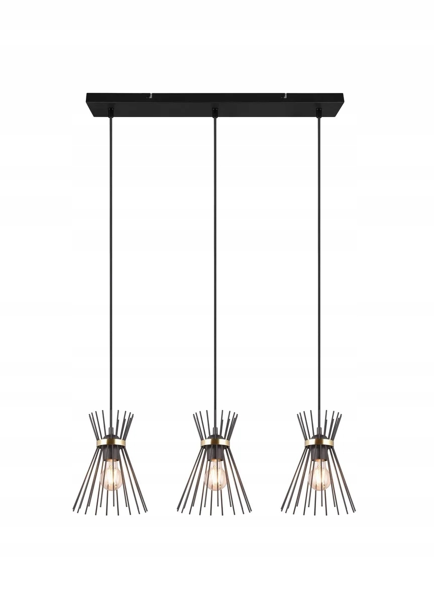 Trojitá designová závěsná lampa 82 cm černá se zlatým povrchem Rl