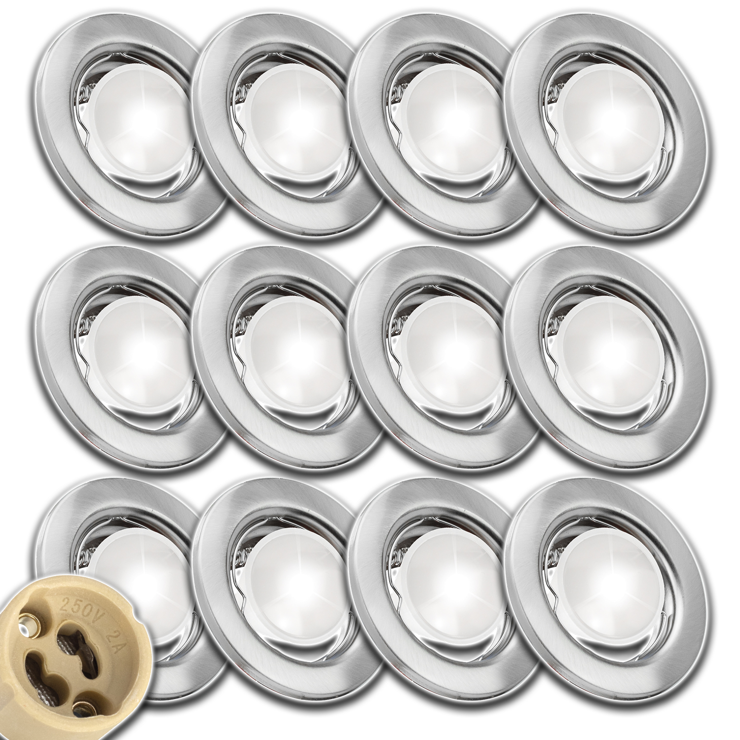 12 x Osvětlovací Sada Rámeček Stropní S Žárovkou Nw 4000 K 1,5W