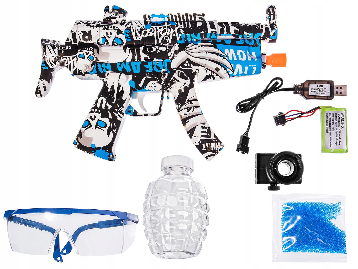 KARABIN PISTOLET AUTOMAT KULKI ŻELOWE MINI MP5 TŁU Efekty dźwiękowe wibracje