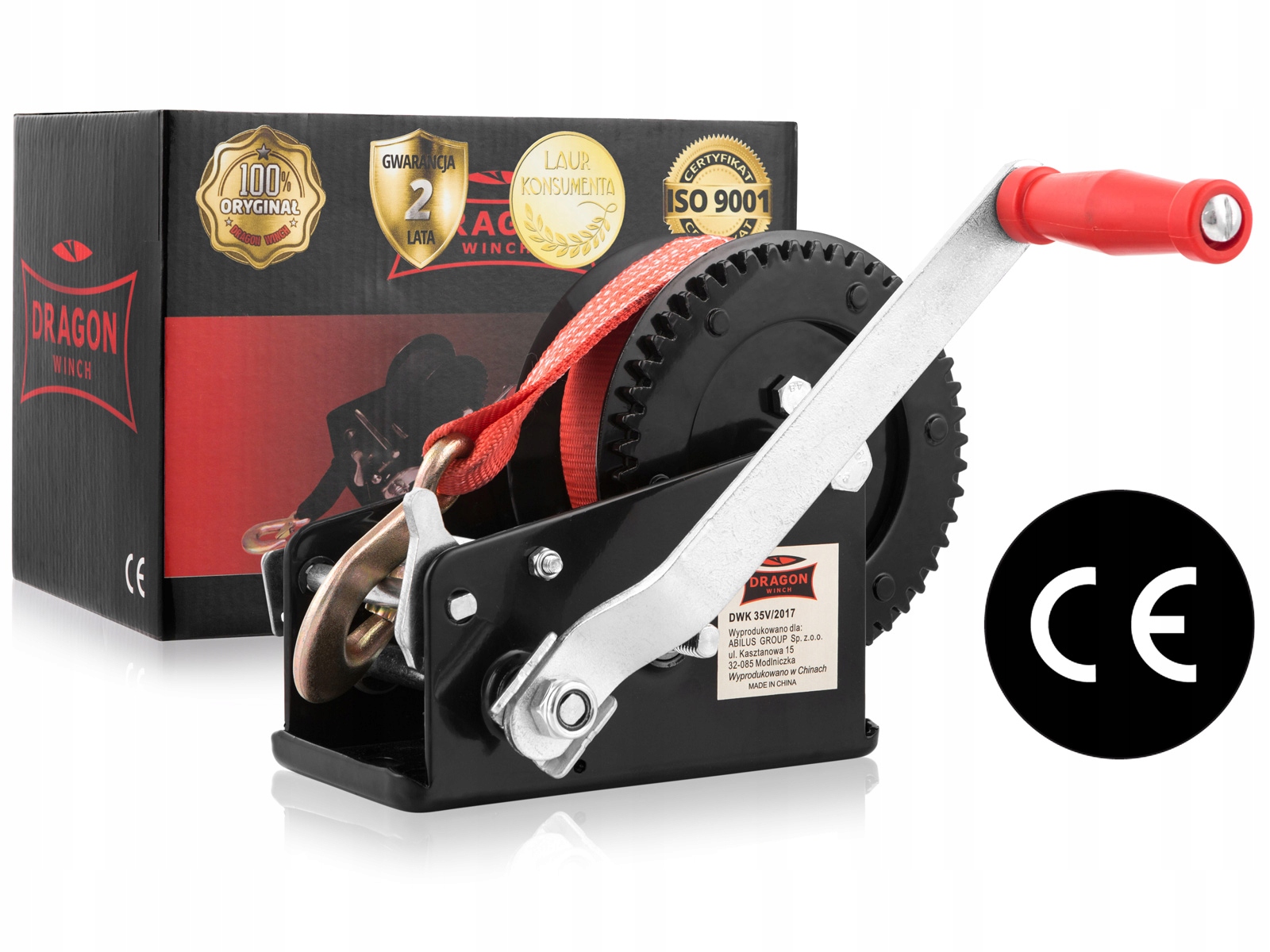 WYCIĄGARKA WCIĄGARKA RĘCZNA KORBOWA PASOWA 1588kg DRAGON WINCH Marka Dragon Winch