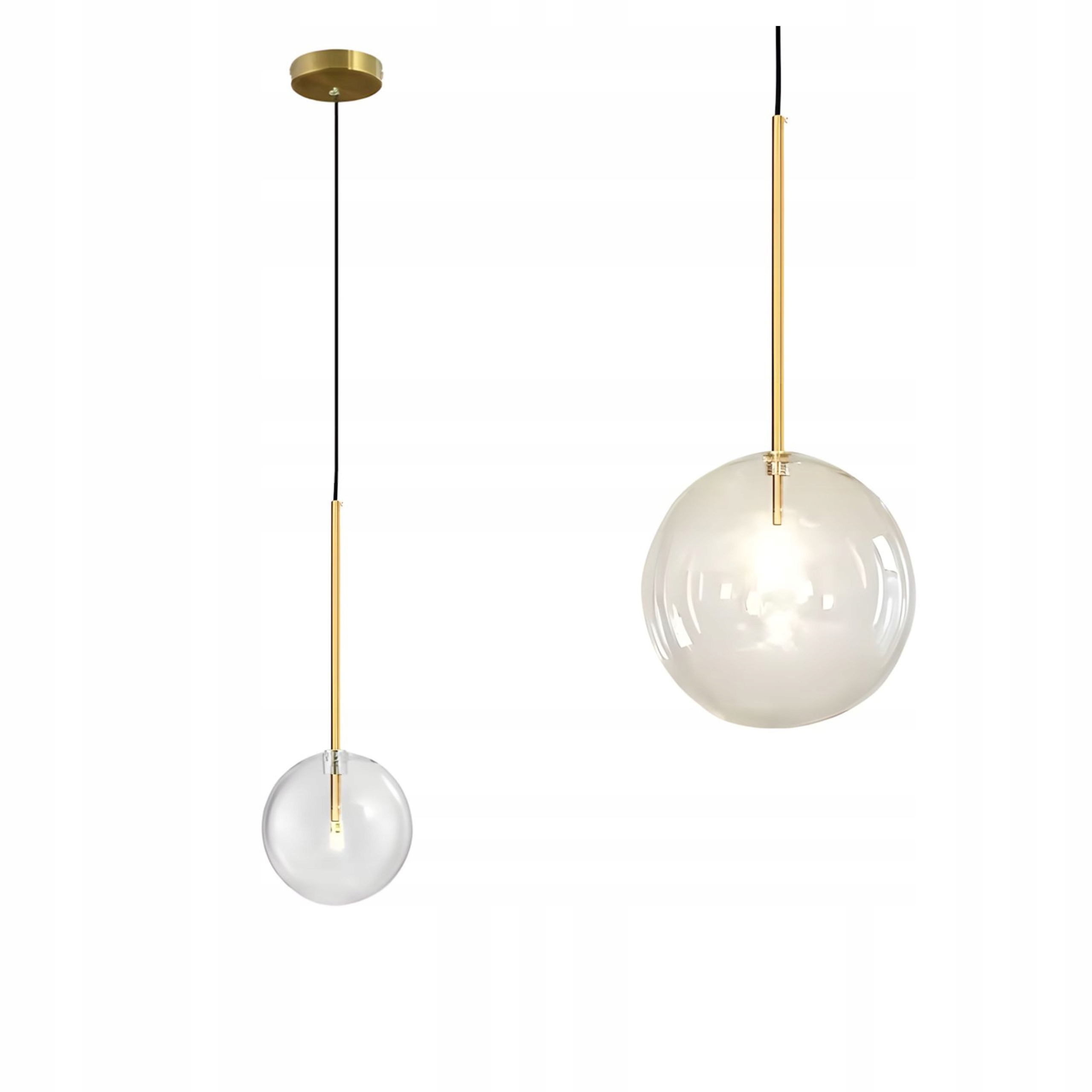 Lampa Wisząca Kula Szklana Pojedyncza Jednopunktowa Złota Sufitowa G4