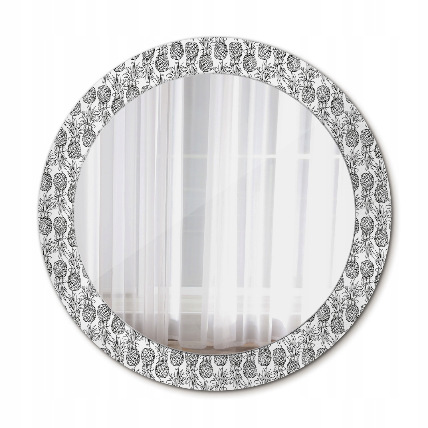 Závesné zrkadlo so skleneným fotorámom Ananásy 70 cm