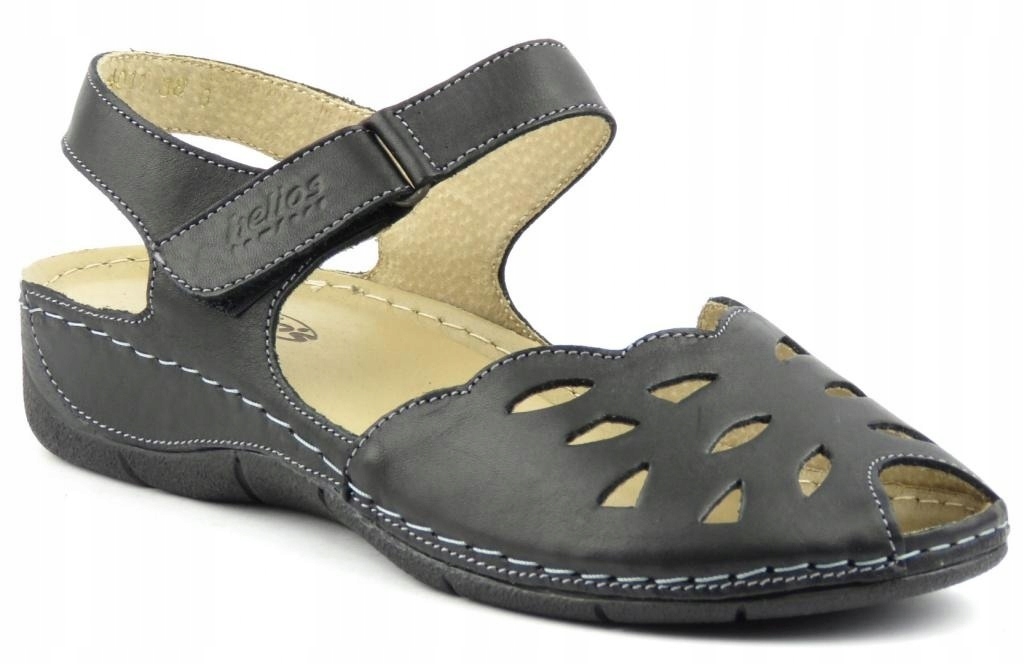 

Sandały Damskie Helios 4011 Skóra Czarne Wygodne