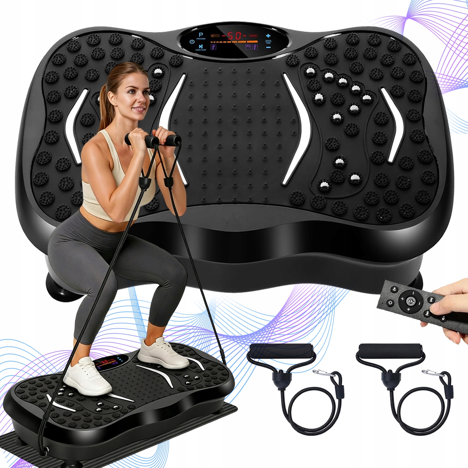 Vibracyjna Platforma Fitness Z LCD Wyświetlaczem Bluetooth Głośnikiem