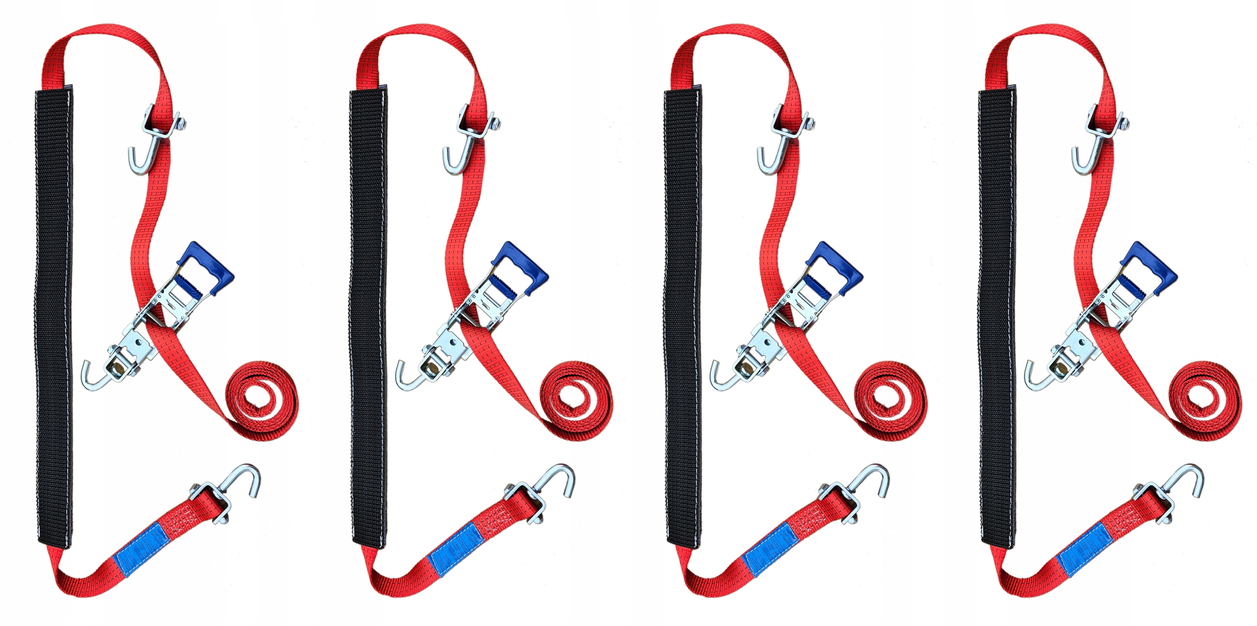 Přepravní pásy pro odtahové vozy Set 4ks s otočnými háky 35mm 3t