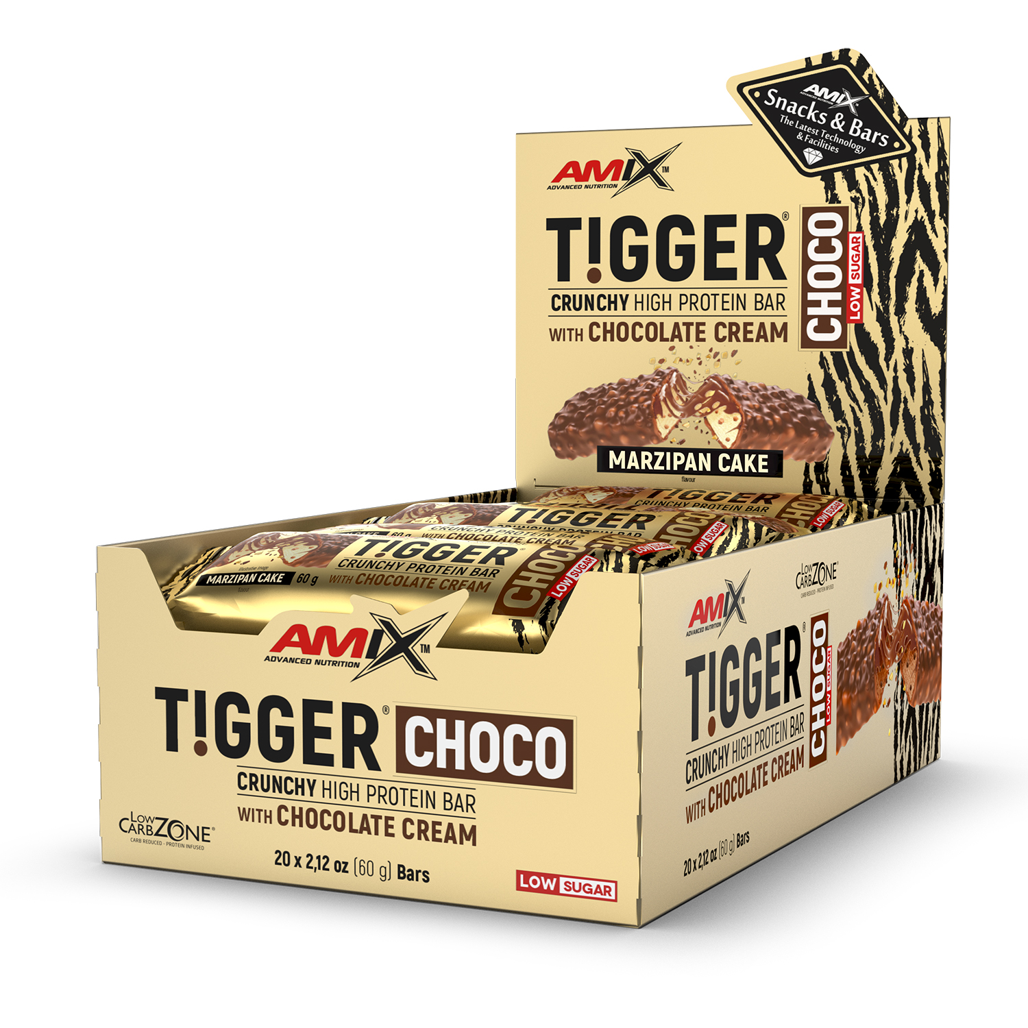 20x Tigger Zero Multi Layer Protein Bar 60g marzipan cake