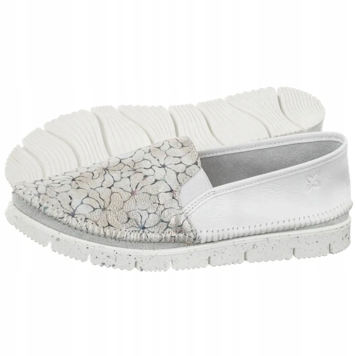 Dámské kožené boty Polobotky Maciejka Bílé/Stříbrné 03512-70 Bílá