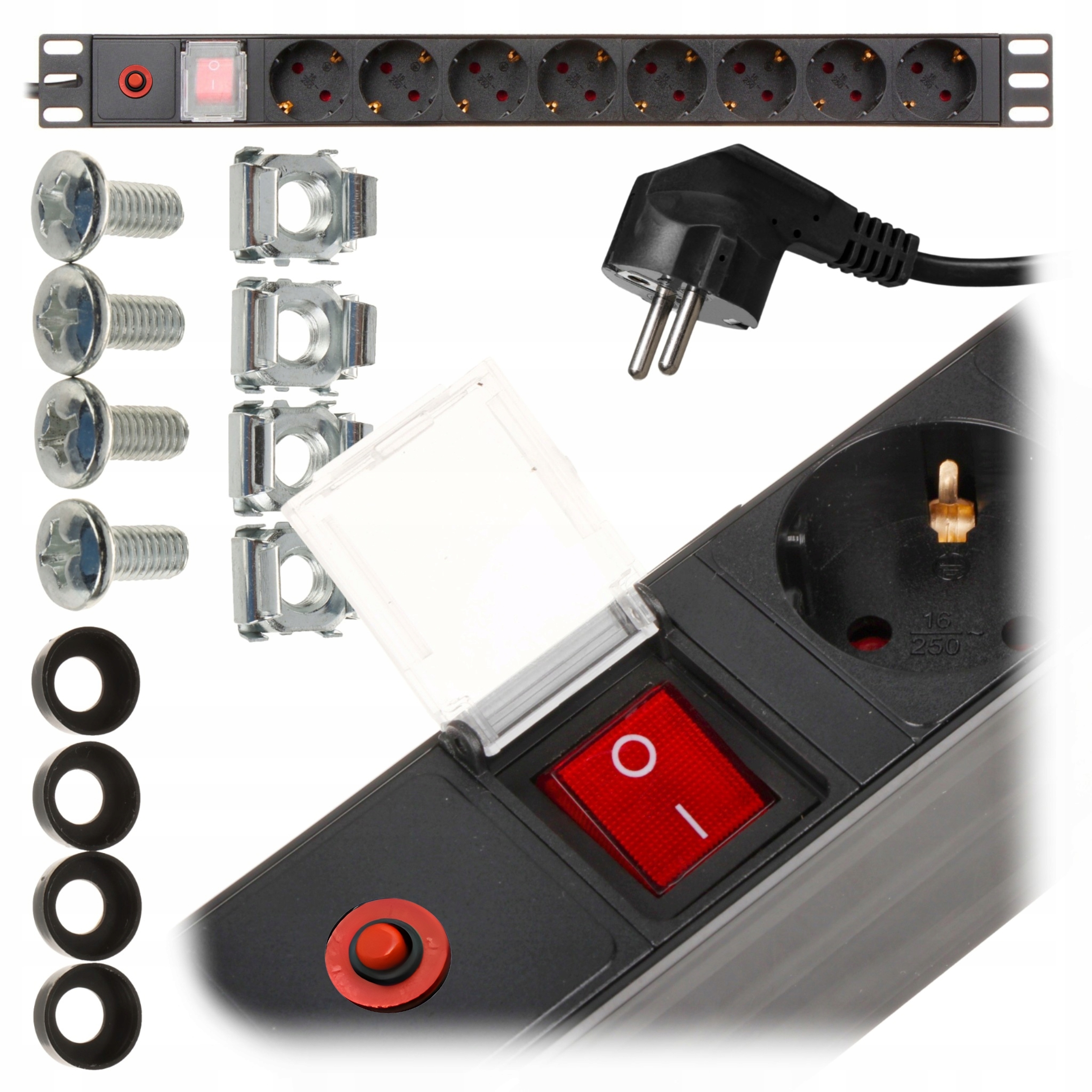 Listwa zasilająca Cmr-cab-pdu do szaf Rack 1U 19" 8 gniazd z włącznikiem