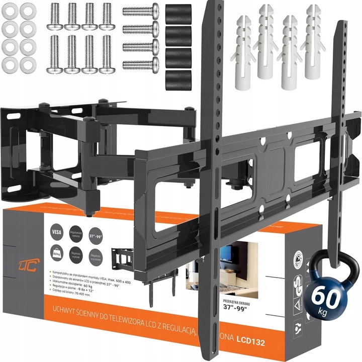 Uchwyt Do Telewizora Wieszak Na Tv Mocny Regulowany Na Ramionach 37-99 Cali