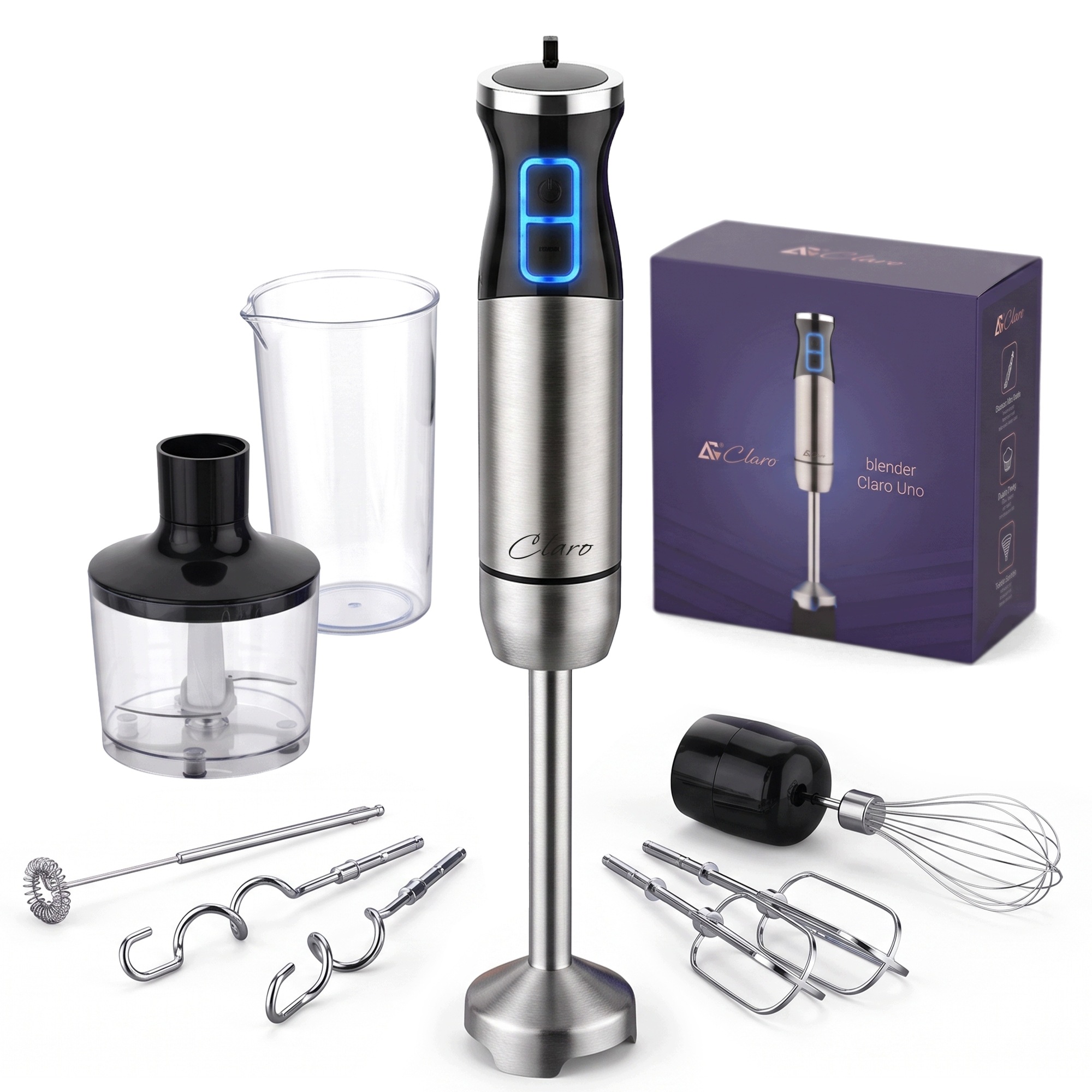 Mocny Blender Ręczny 1800W Claro Uno Wielofunkcyjny Mikser Turbo 24 Poziomy