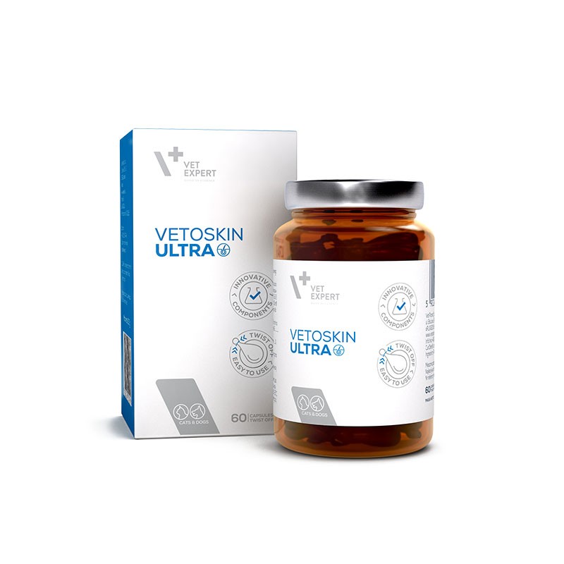VetExpert Vetoskin Ultra dla psów i kotów skóra atopowa 60 kapsułki
