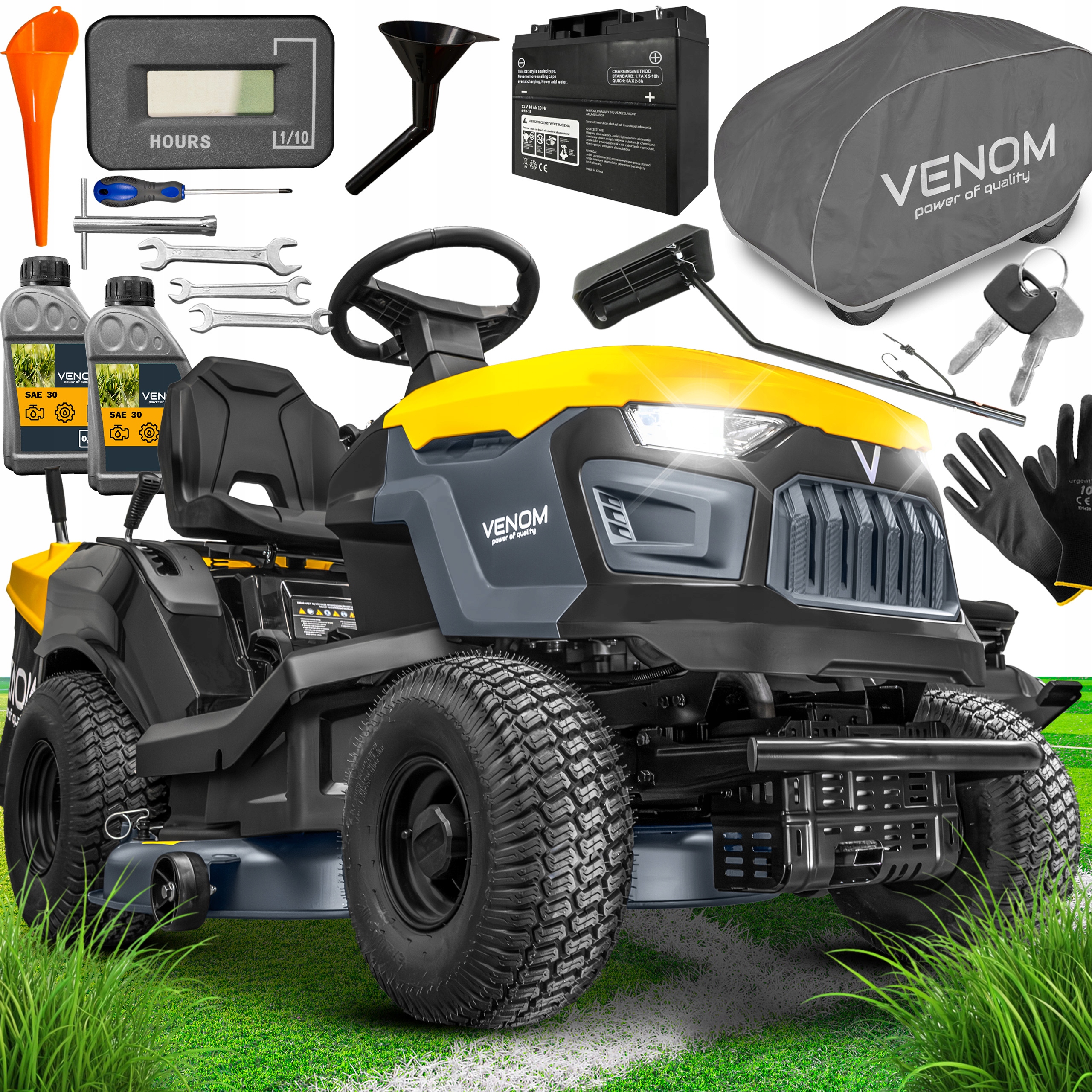 Zahradní Traktor Venom Automat 17KM 586cc Mulčovací Koš 245L Nový Model