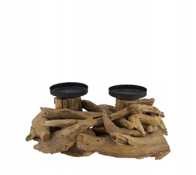 Dřevěný Svícen na 2 svíčky, podstavec 14 cm