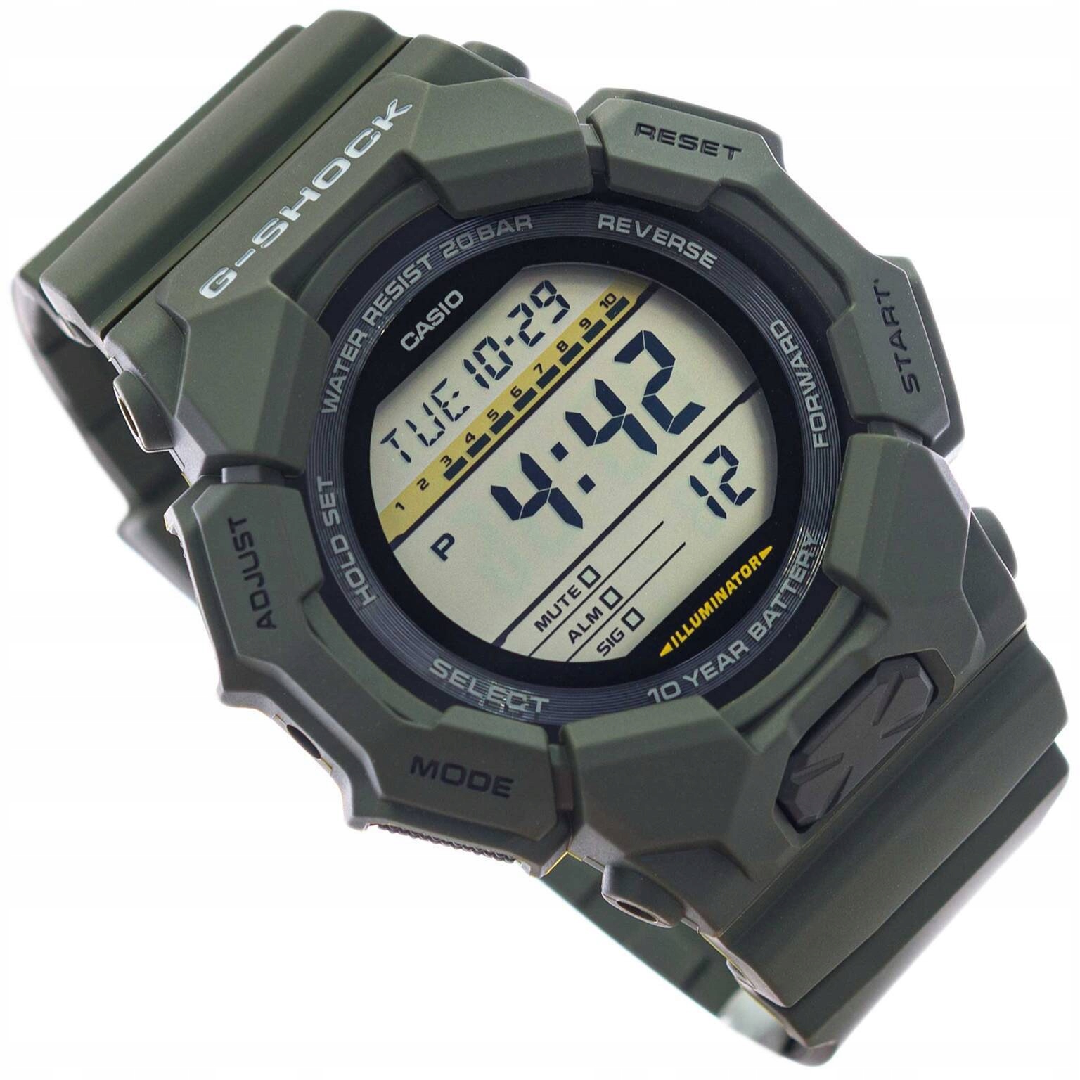 Pánské hodinky Casio GD-010-3ER G-shock Zelené, sportovní řemínek, vodotěsnost 200M