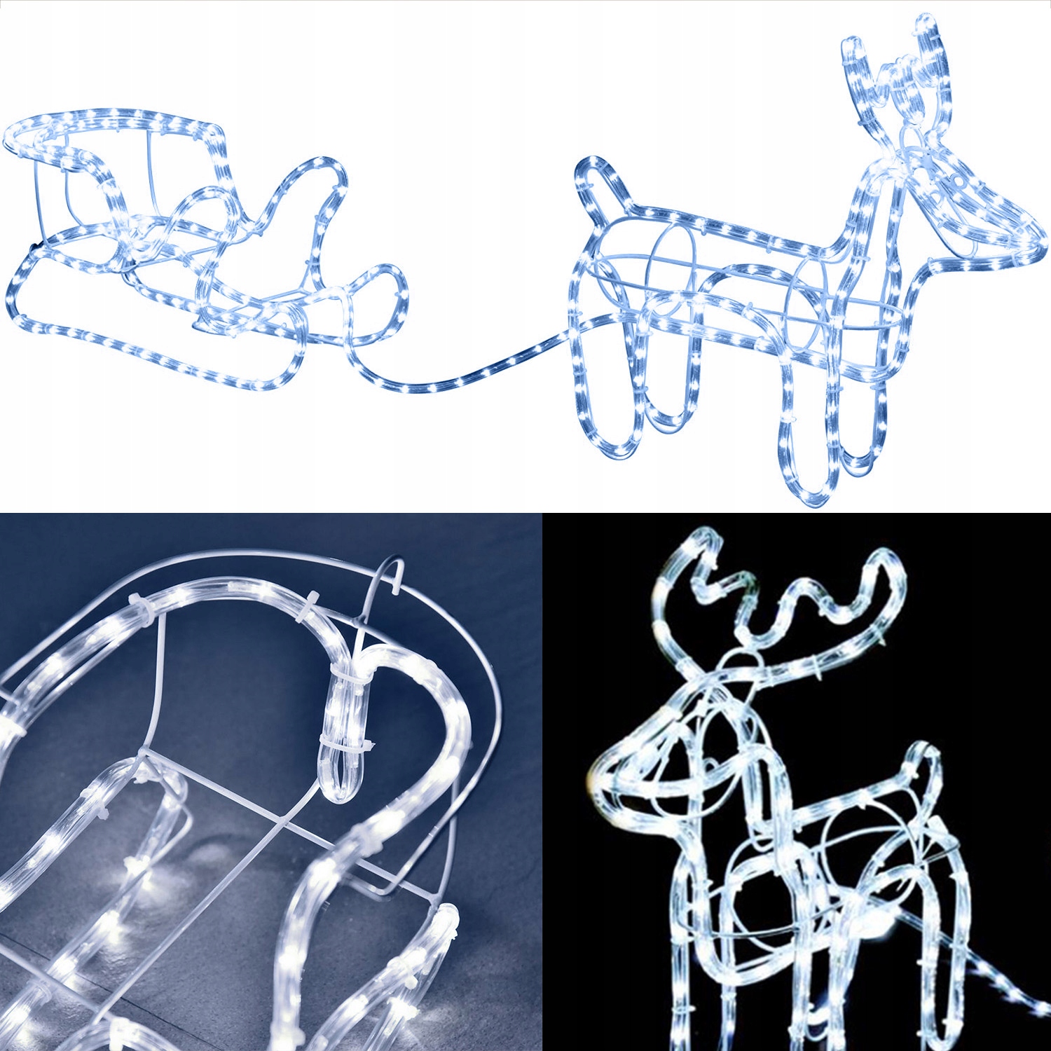 RENIFER Z SANIAMI LED LAMPKI ŚWIĄTECZNA OZDOBA DO DOMU OGRODU
