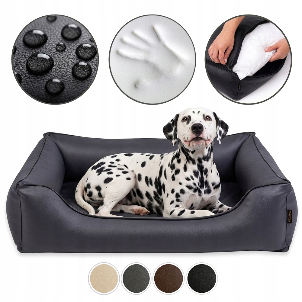 Legowisko dla psa Ekoskóra Ortopedyczne 100x75 ciemnoszary/czarny ProduktPL