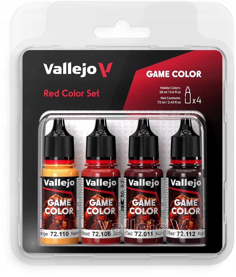 Vallejo: 72.377 — Game Color — набор красных цветов (4 x 18 мл)