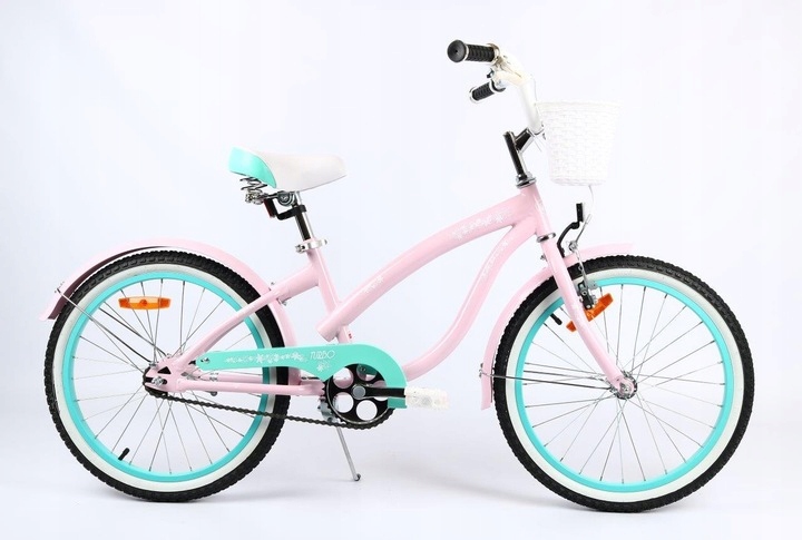 Rower dla Dziewczynki z Koszykiem 5 Lat Różowy 20" Cali BMX CRUISER Różowy Rozmiar ramy 12 cali