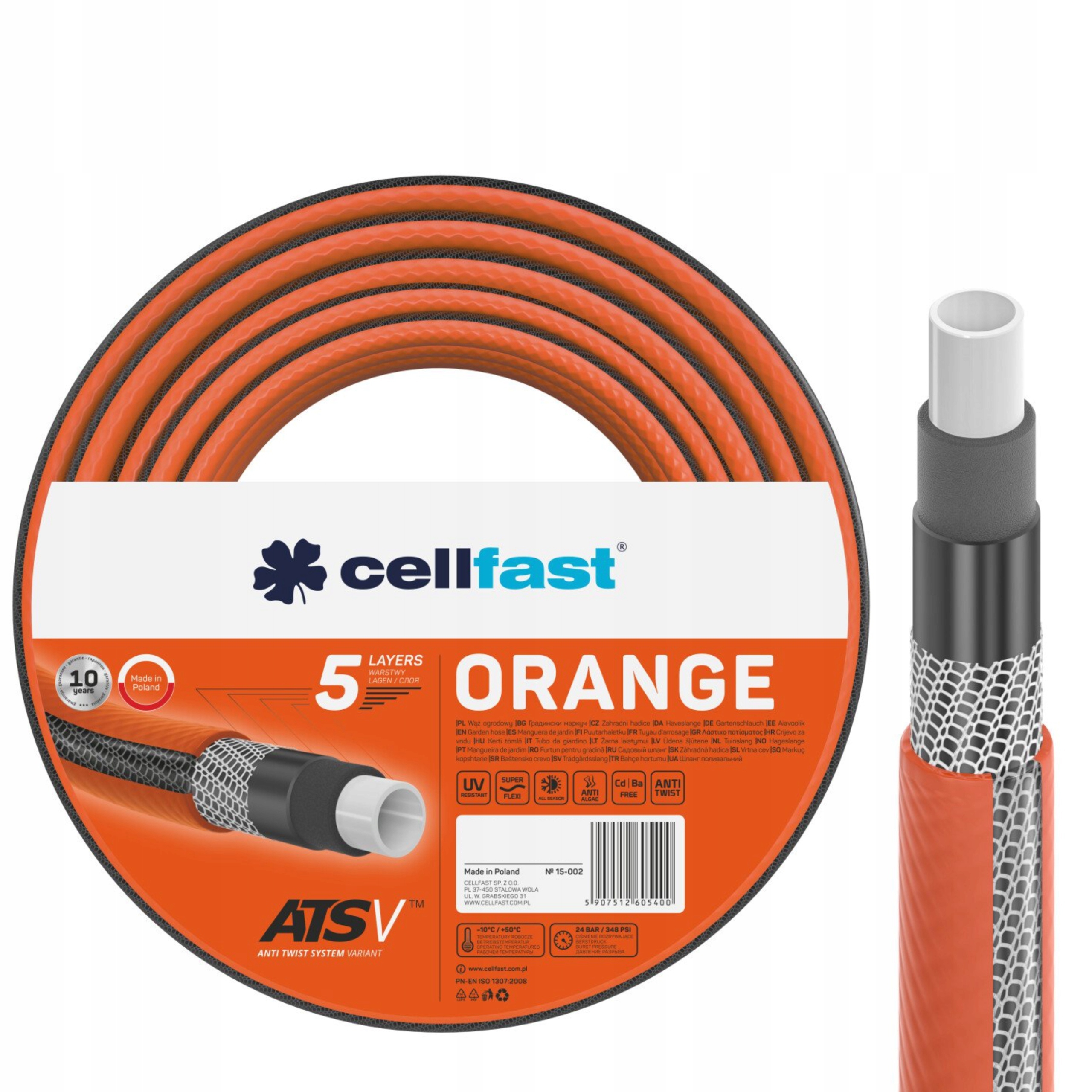 

Cellfast Wąż Ogrodowy Orange Atsv 5-WARST 3/4" 25m