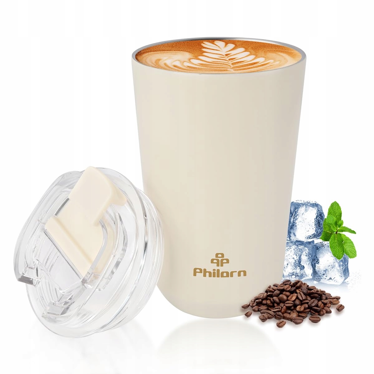 Philorn Termohrnek na kávu 380 ml Nerezová Ocel Bílá