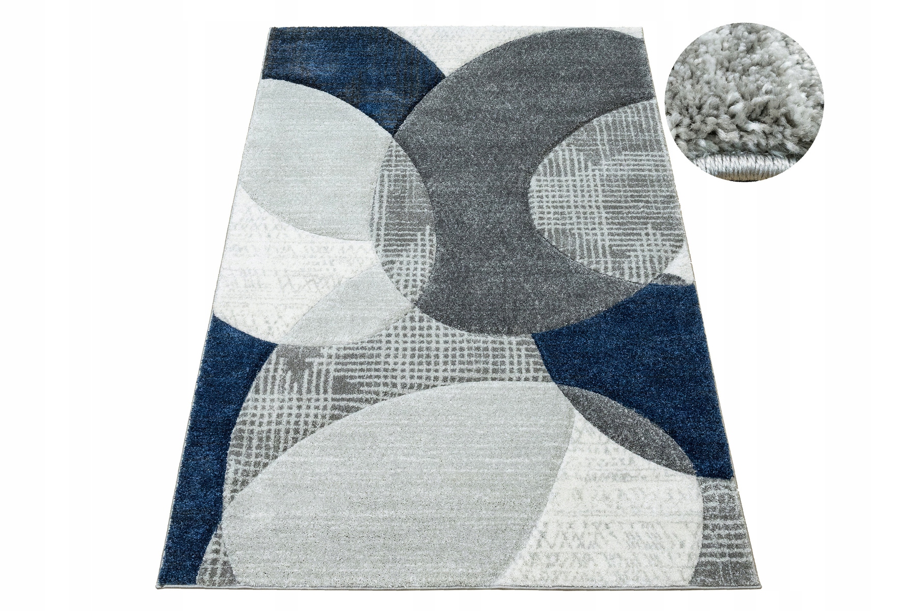 Dywan Szary Niebieski Miękki Gryby Owale Elipsy Do Pokoju Kandy 160x230 cm