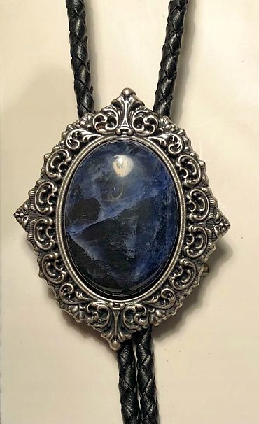 Bolo western postříbřené Plessite pletenina přírodní kůže