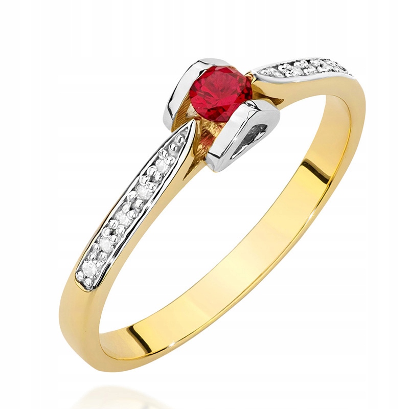 

Pierścionek Złoty Z Rubinem I Brylantami