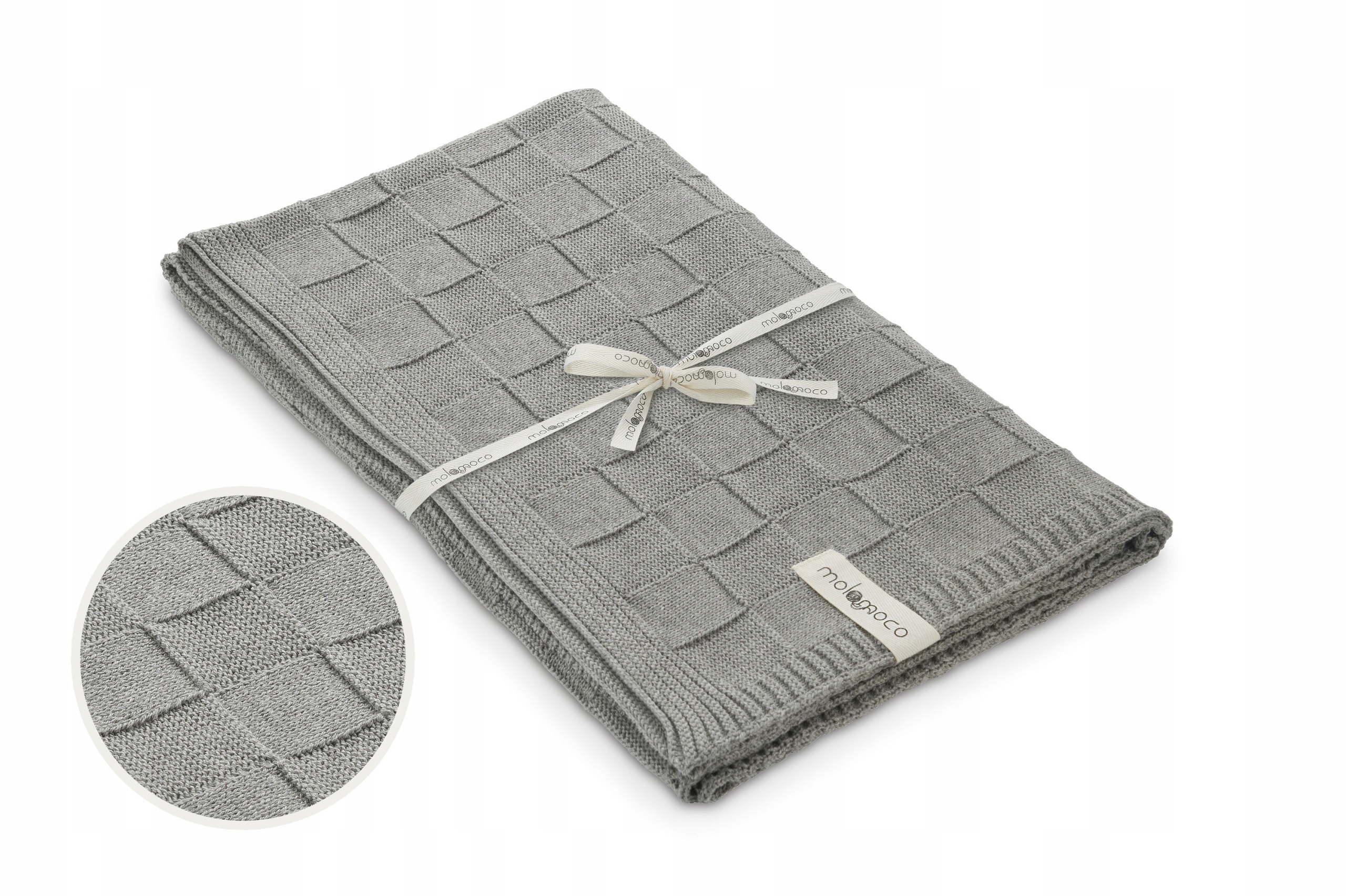 Kocyk niemowlęcy 100/75 MoloMoco Rabata jasnoszary