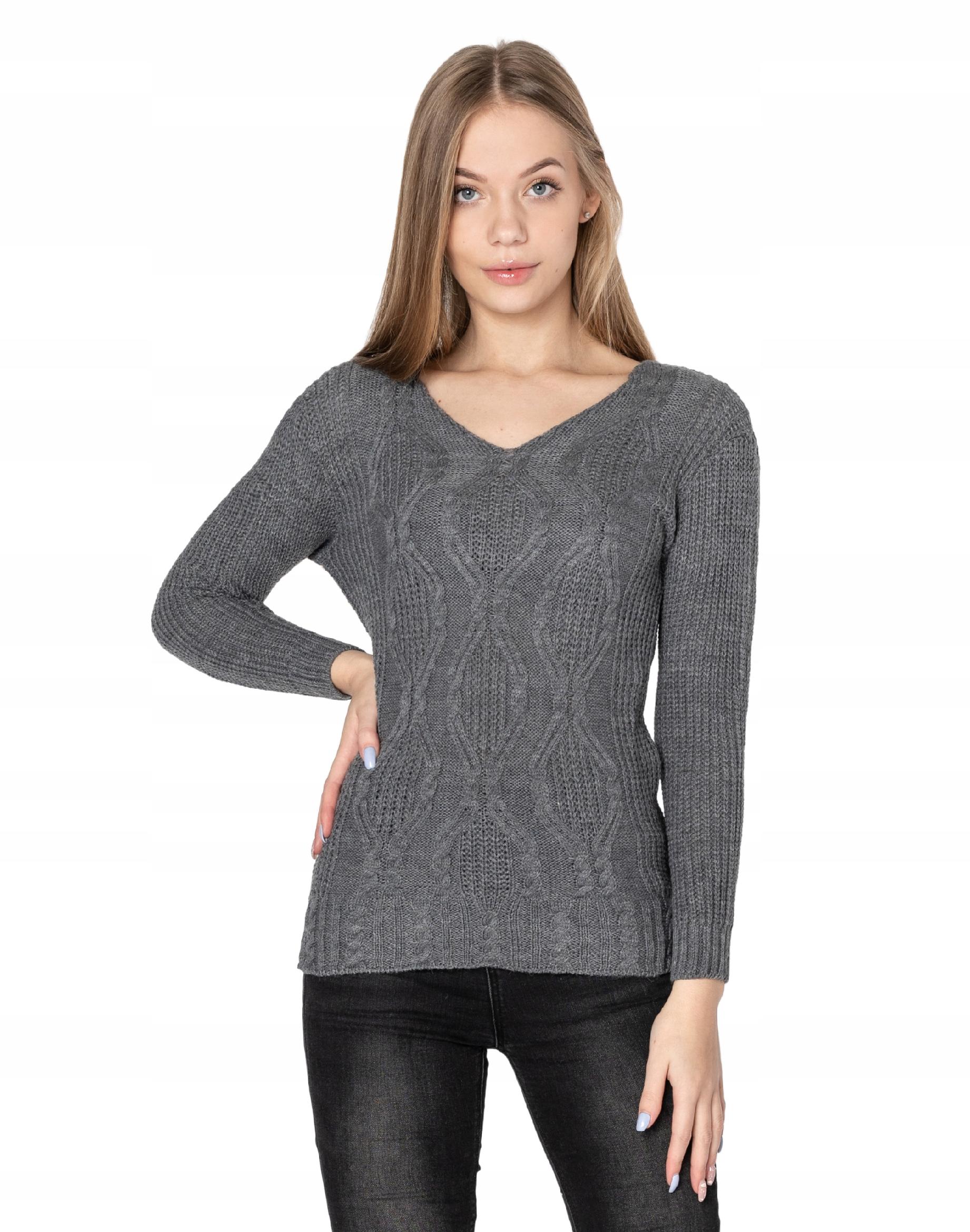 

Lekki Sweterek Damski Sweter Serek SD03-06 szary