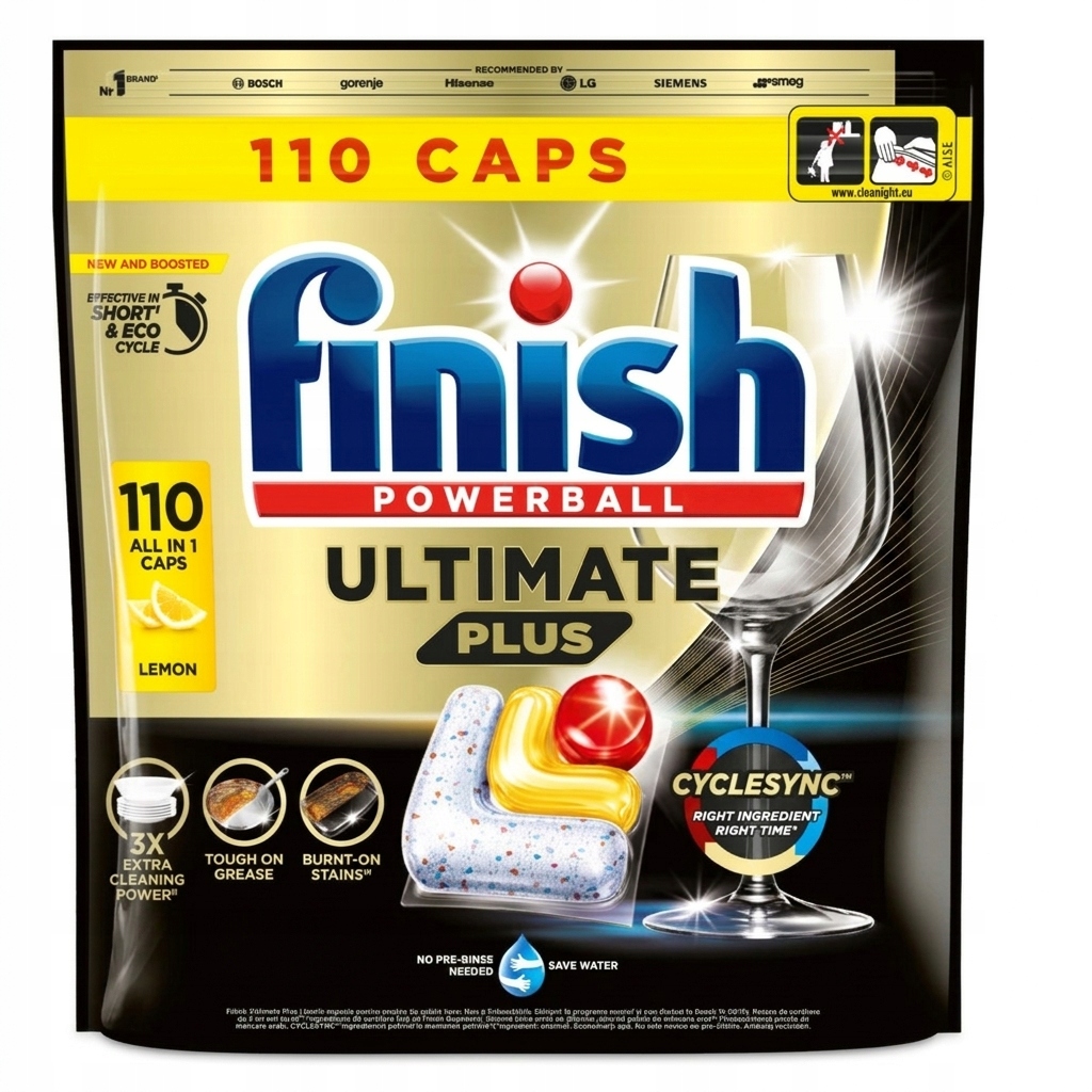 Finish Ultimate Plus All in One Kapsułki do zmywarki cytrynowe 110 szt
