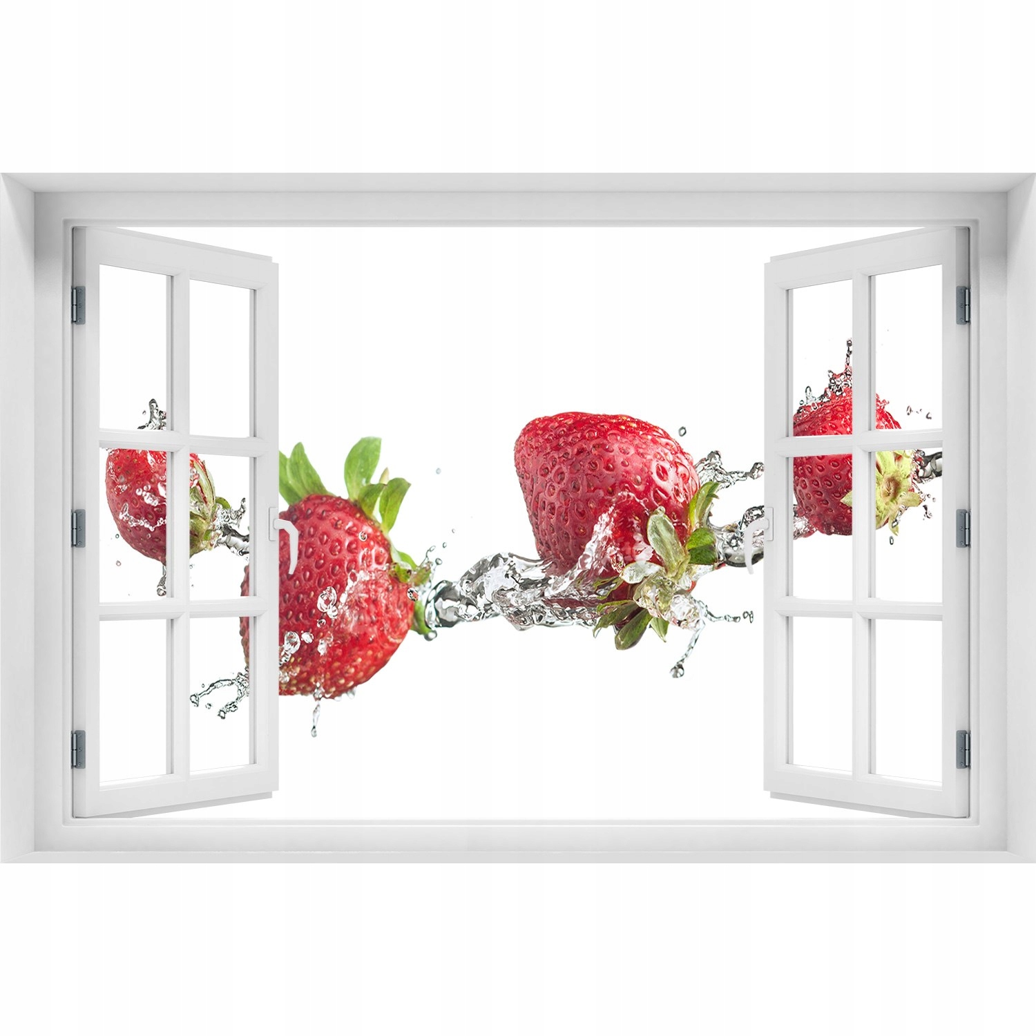 

3D Okno Naklejka na ścianę Truskawki i woda 90x60