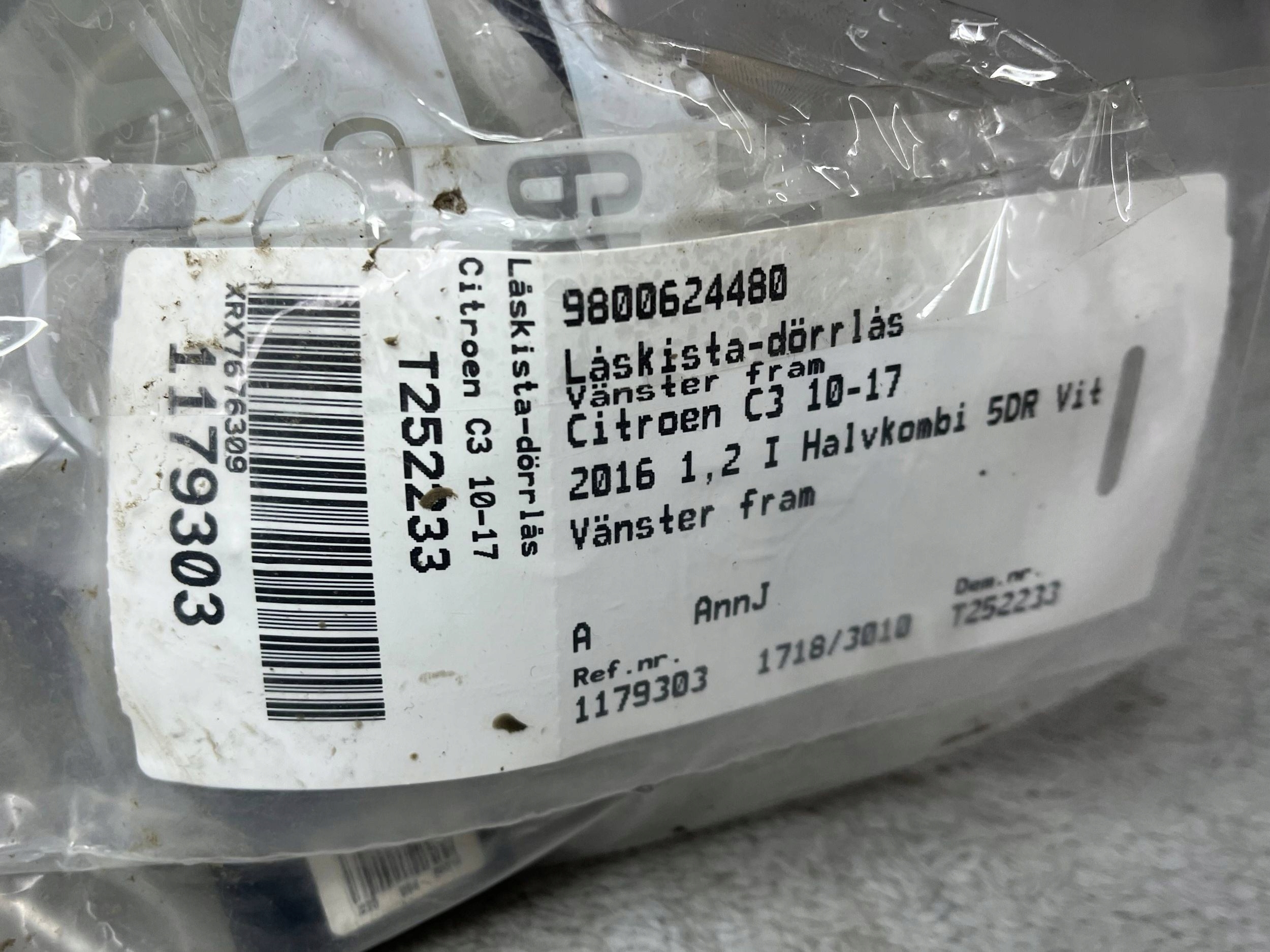 lock door przednich Citroen C3 9800624480