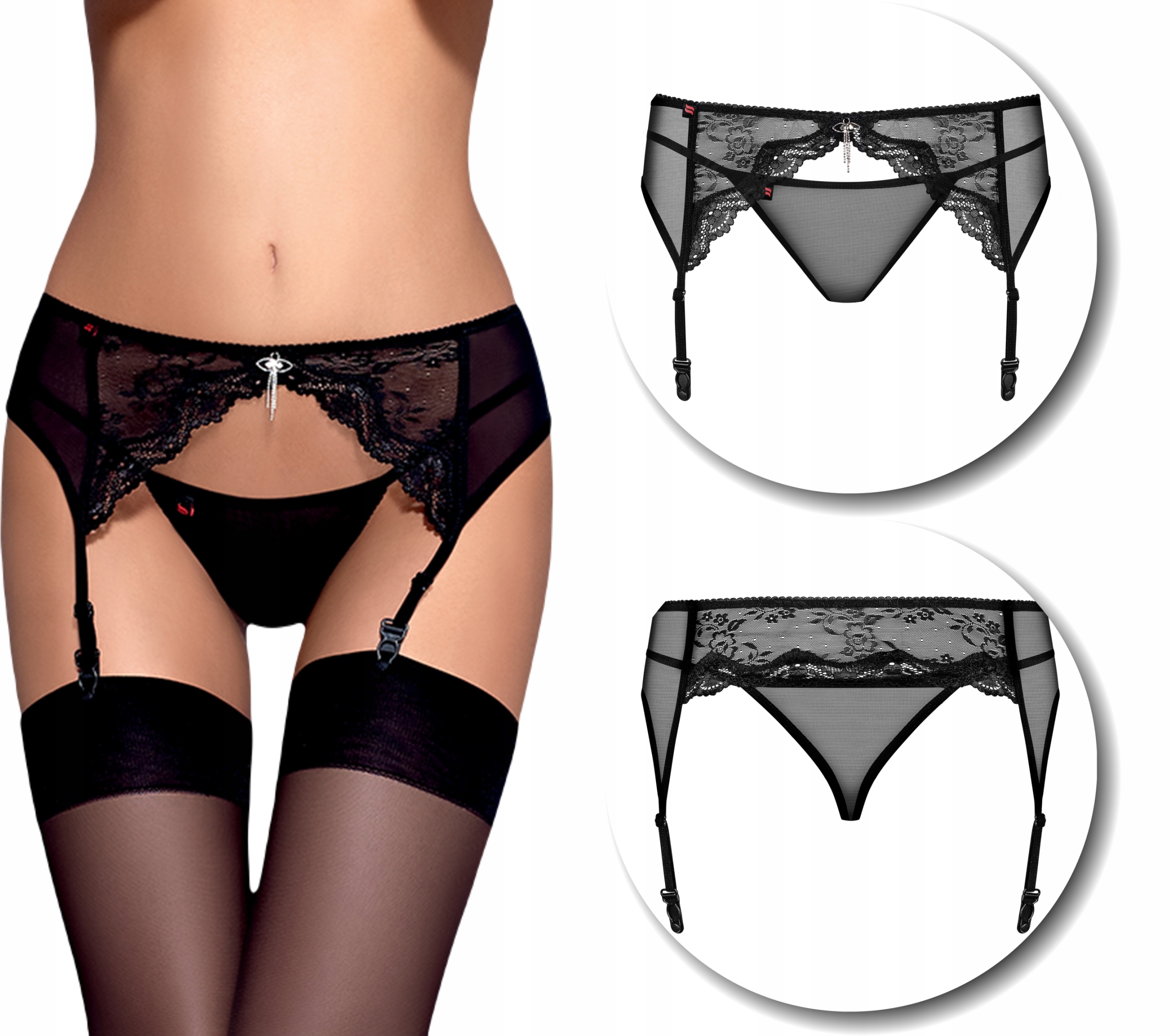 Obsessive Charms pas do pończoch i stringi L/XL