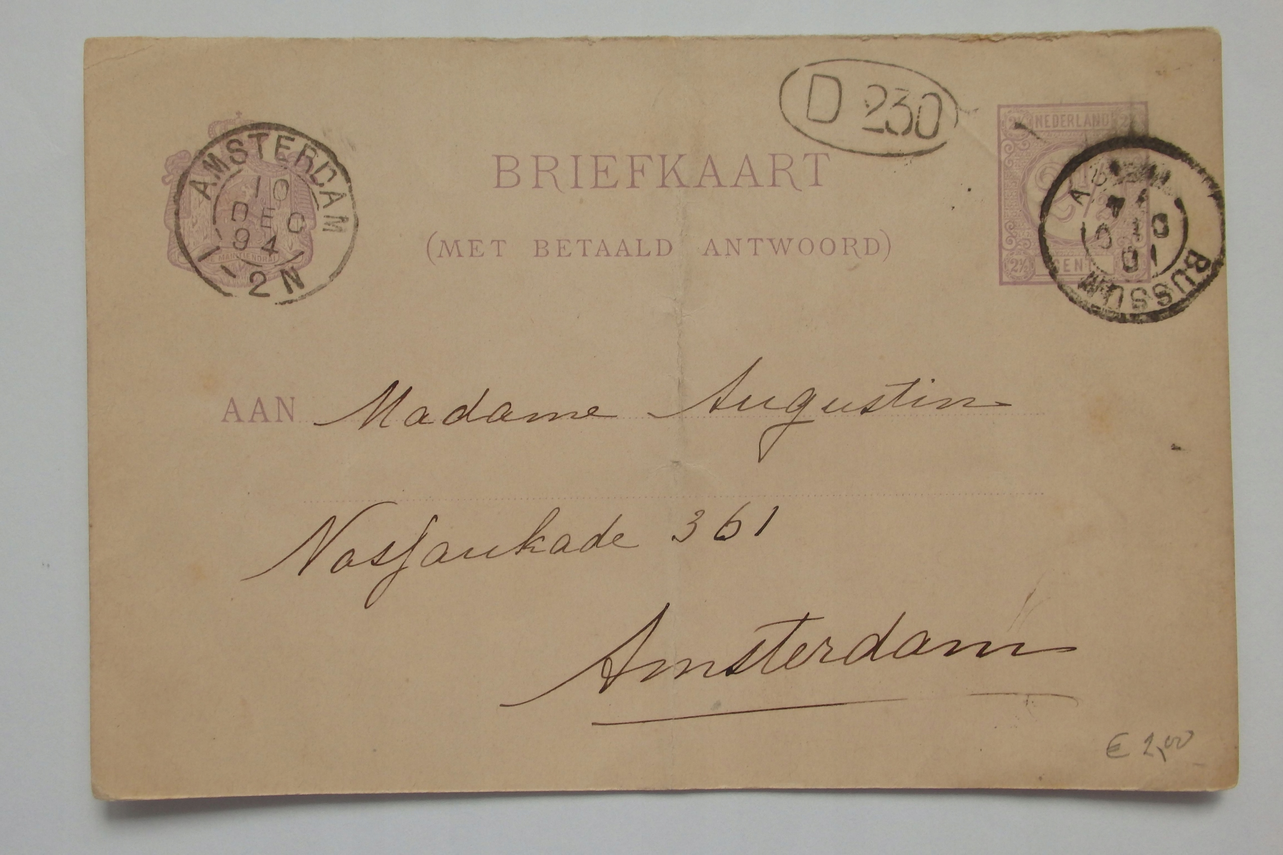 Stara korespondencja, Amsterdam, 1894r. A6439
