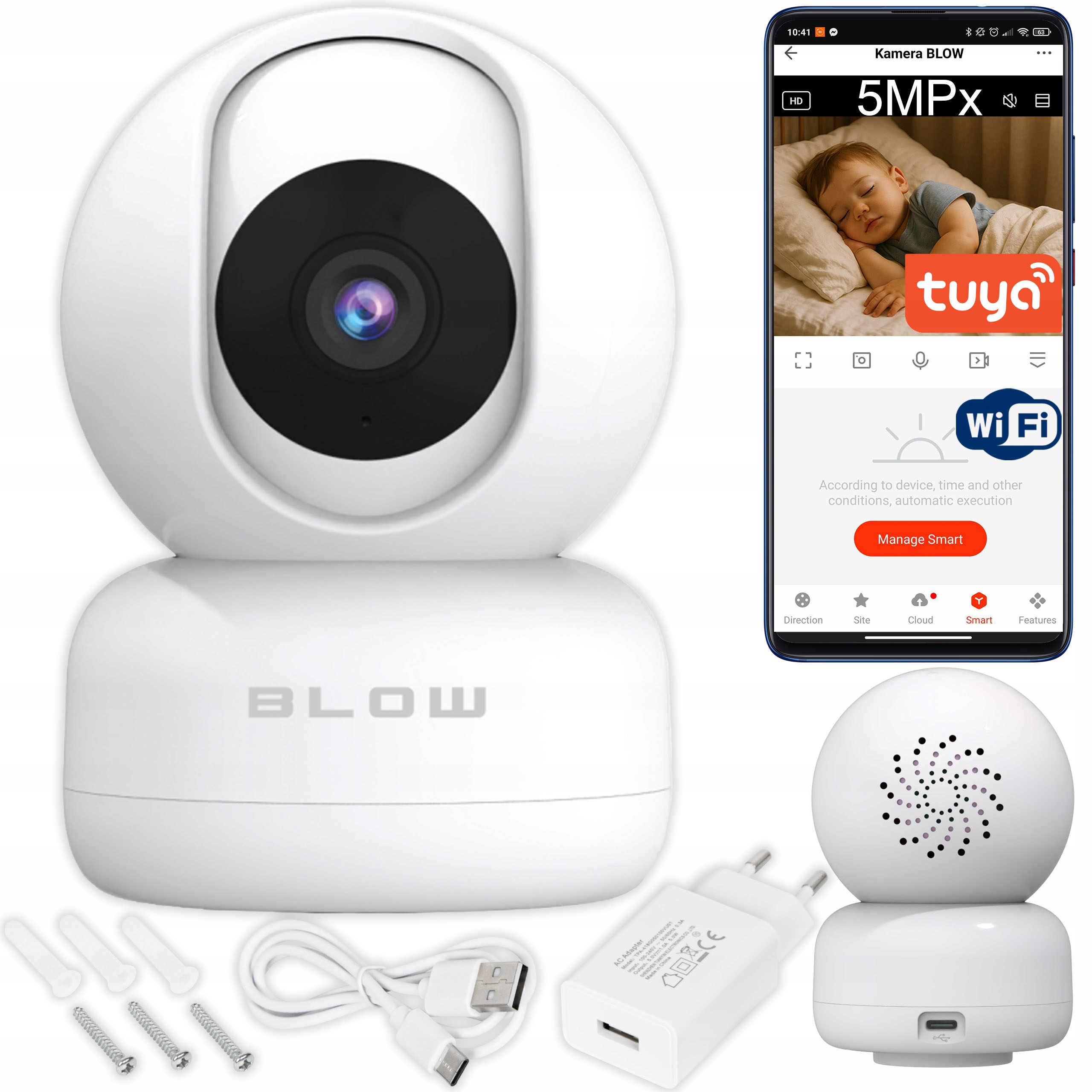 Elektronická Chůvička Wifi Ip 5MP Tuya Audio Ultra Hd Chytrá Otočná Kamera