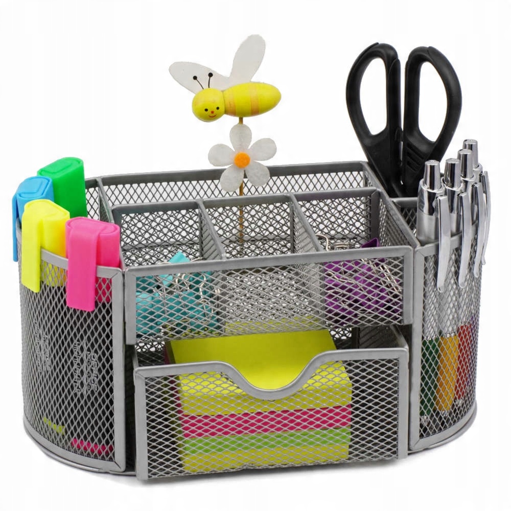 

Przybornik Pojemnik Biurko Organizer Metal Siatka
