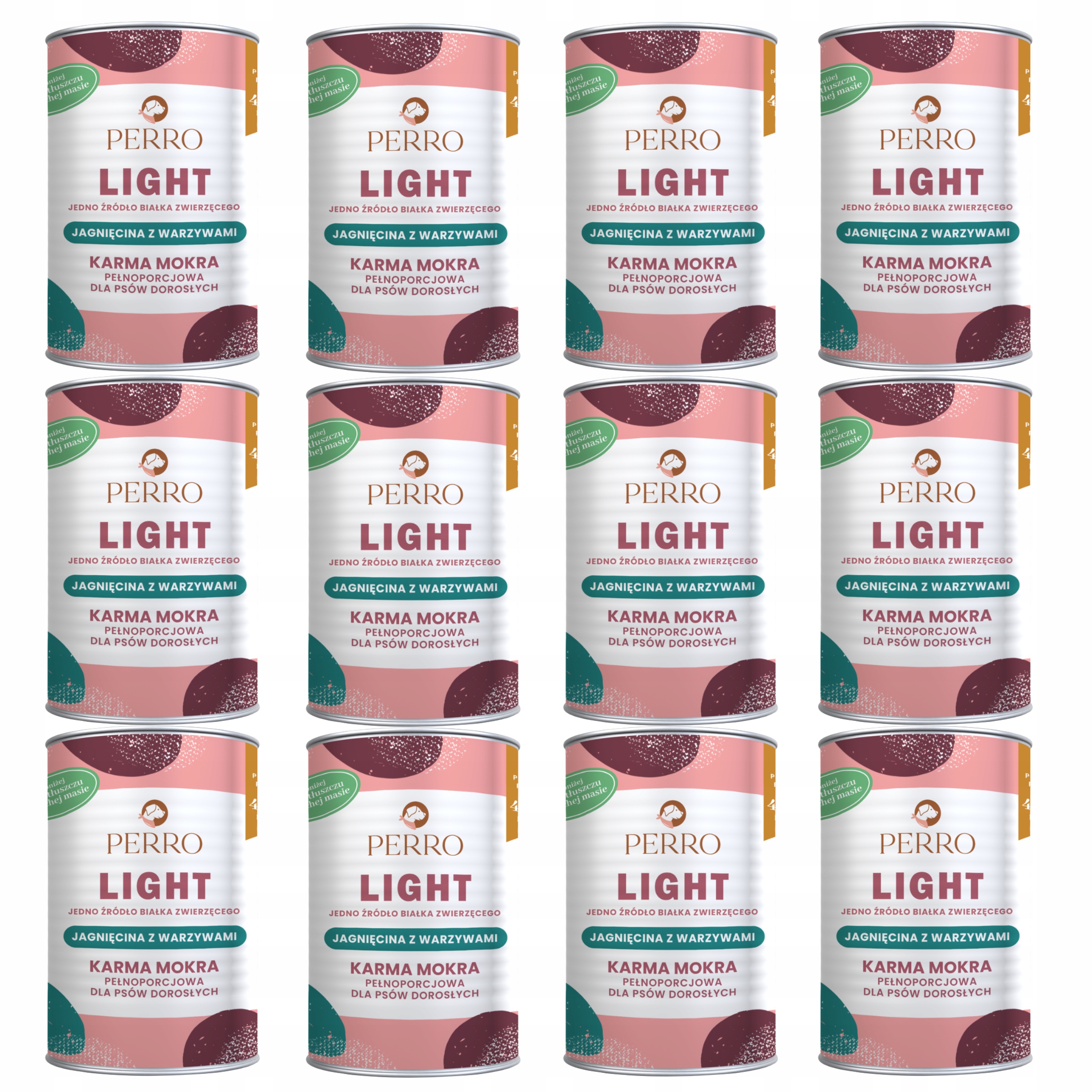 Levně Perro Light Monoproteinové krmivo pro psy Jehněčí zelenina 12 x 400 g