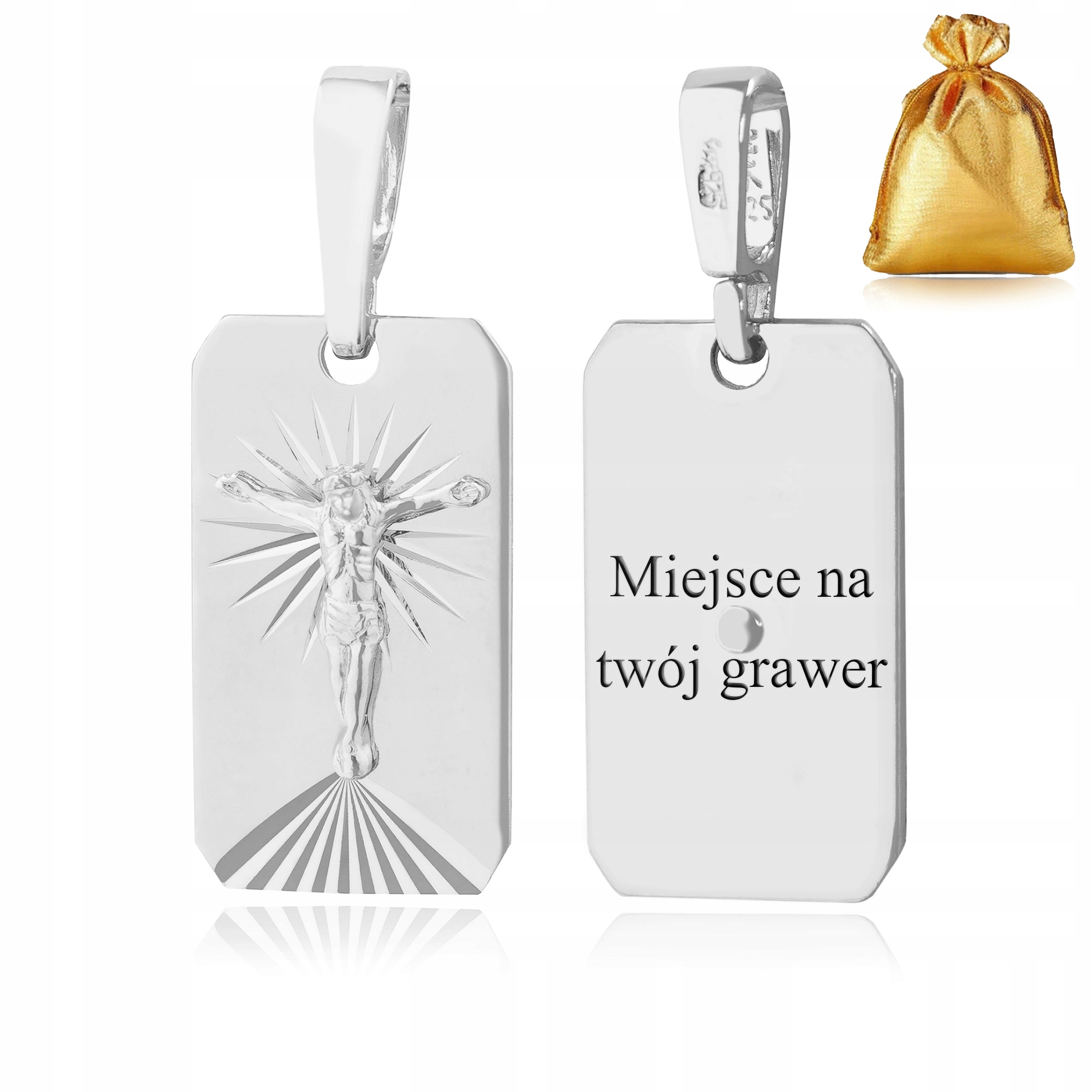 Stříbrný Pánský Přívěsek Ryzost 925 Přívěsek Medailon Ježíš Gravírování Jako Dárek