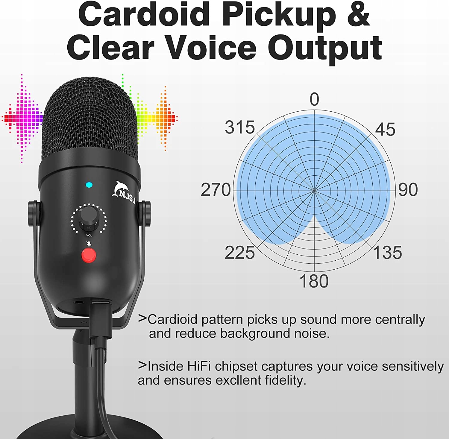 Mikrofon studyjny USB NJSJ kondensatorowy Marka NJSJ