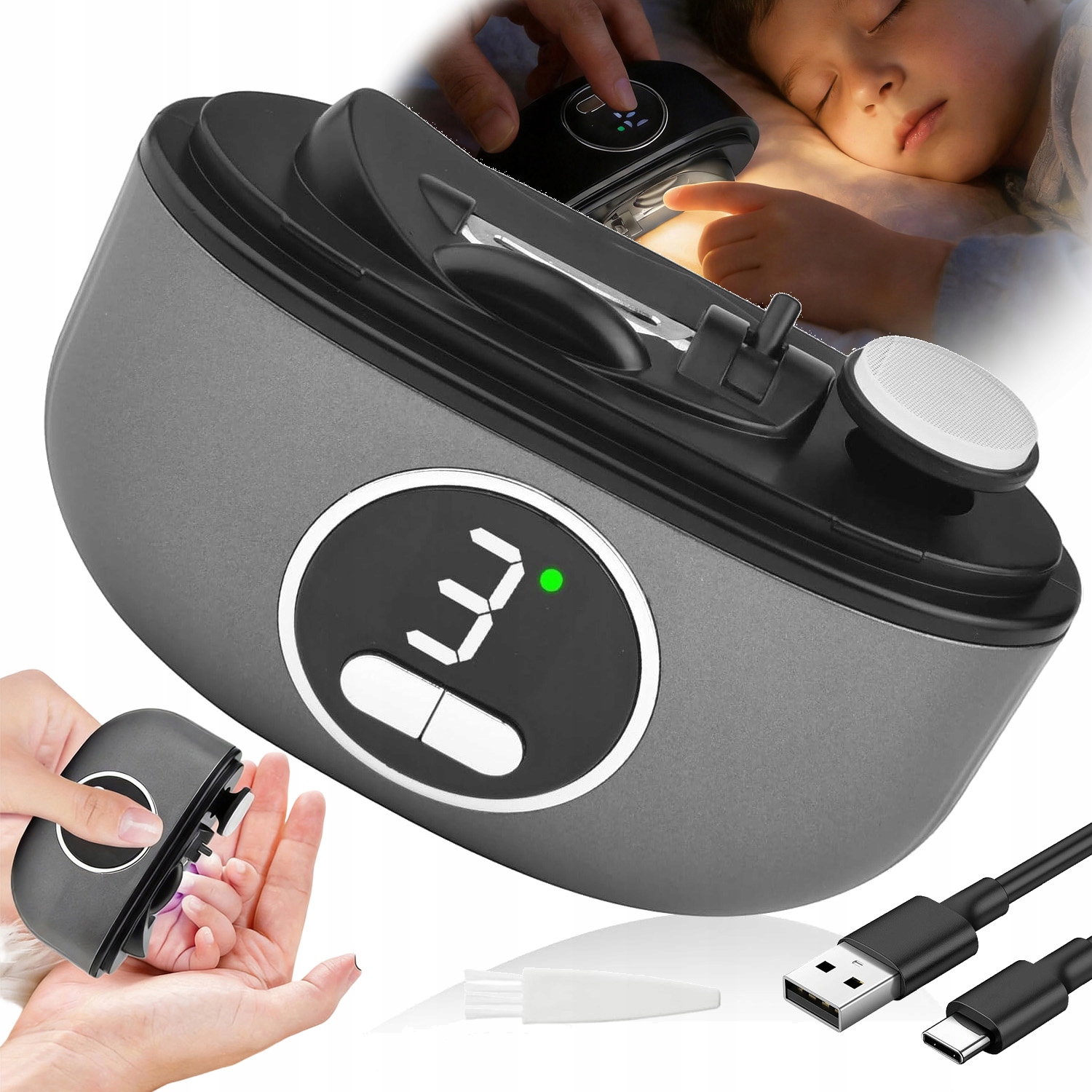 Elektrický Kleštičky Na Nehty Pro Seniory 3V1 Automatické, Tiché Usb