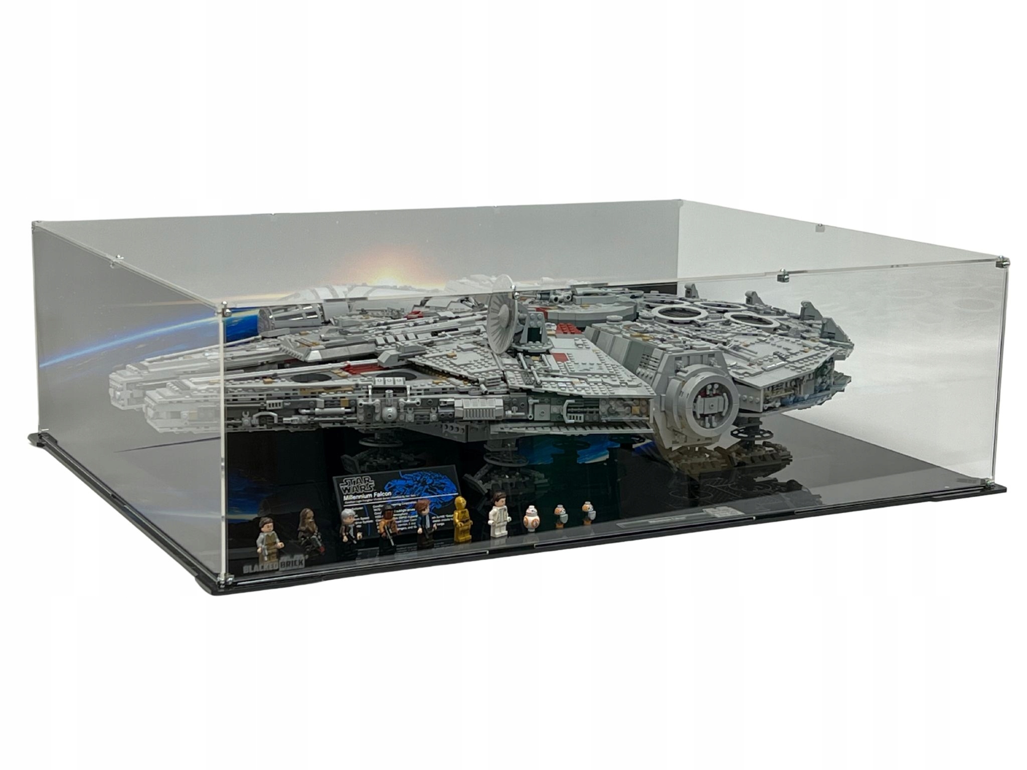 Horizontálna vitrína s pozadím BlackedBrick pre Lego 75192 StarWars Sokol Millennium