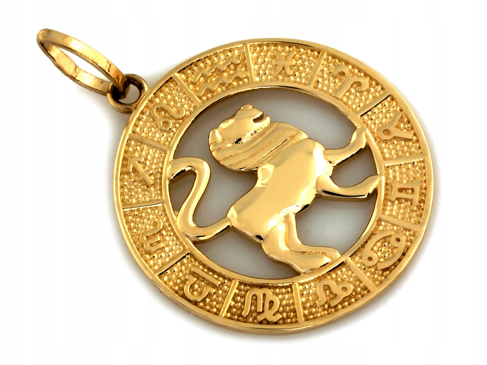 Zlatý přívěsek 585 lev znamení zvěrokruhu přívěsek 1.71 g prolamované kolečko se lvem