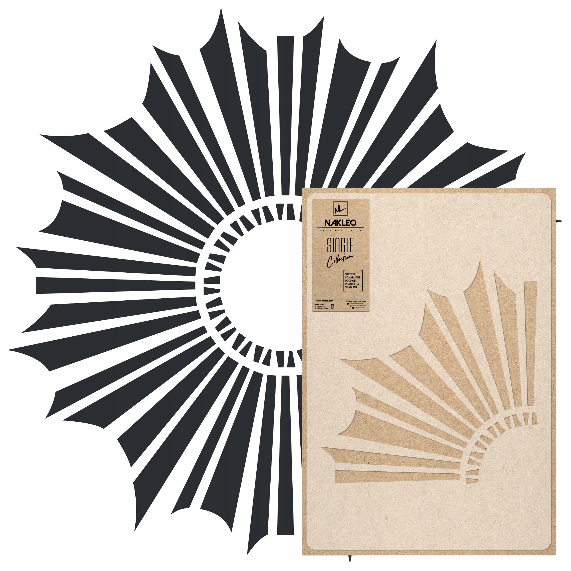 Malířská šablona Sluneční Kruh XL průměr 100 cm pro omítky Opakovaně Použitelný beton