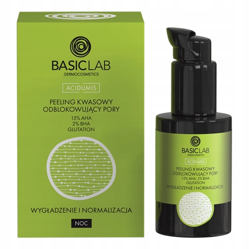 BasicLab Peeling kwasowy do twarzy odblokowujący pory z 15% Aha 2% Bha 30ml
