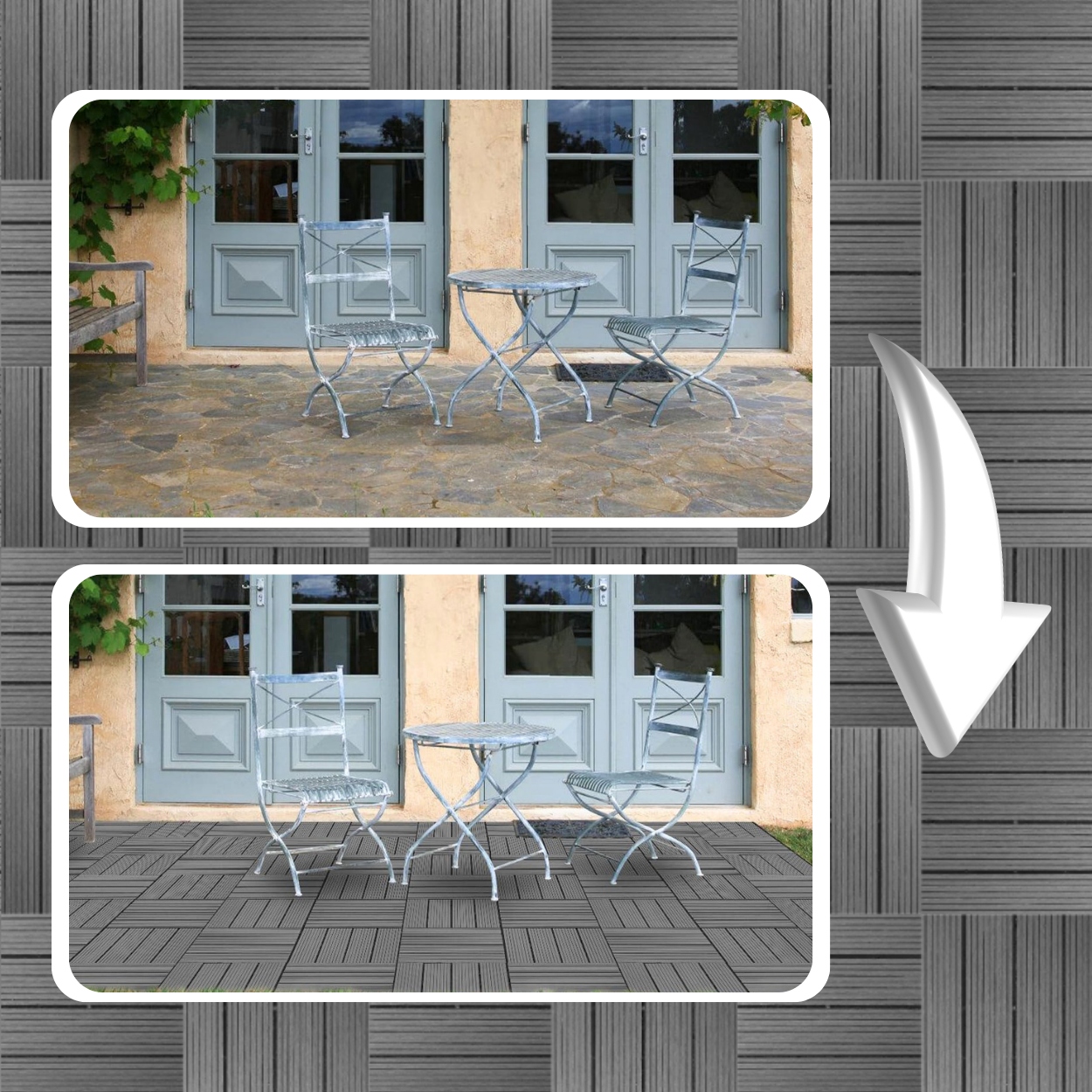 PODEST TARASOWY KOMPOZYTOWY PODŁOGA NA TARAS SZARY DREWNO 30x30x2,5cm Materiał inny materiał