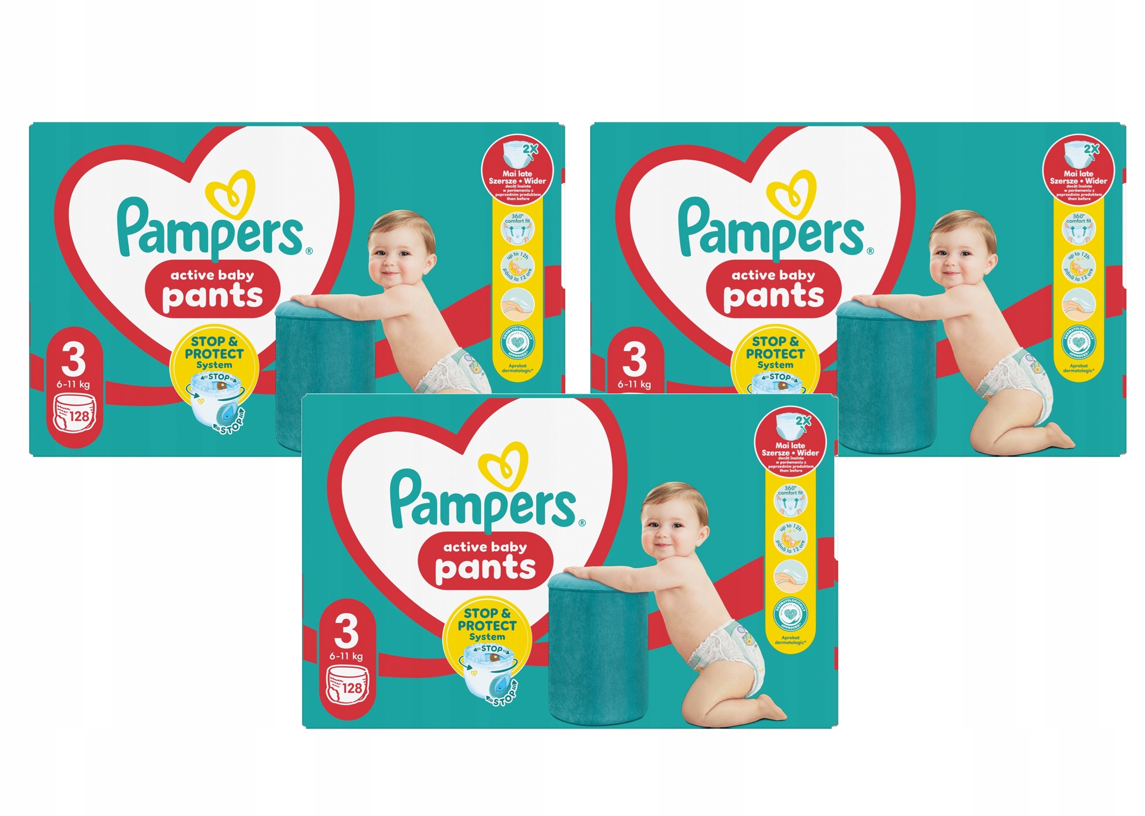 Pampers Pants 3 6-11 kg Pieluchomajtki 3x128 szt.