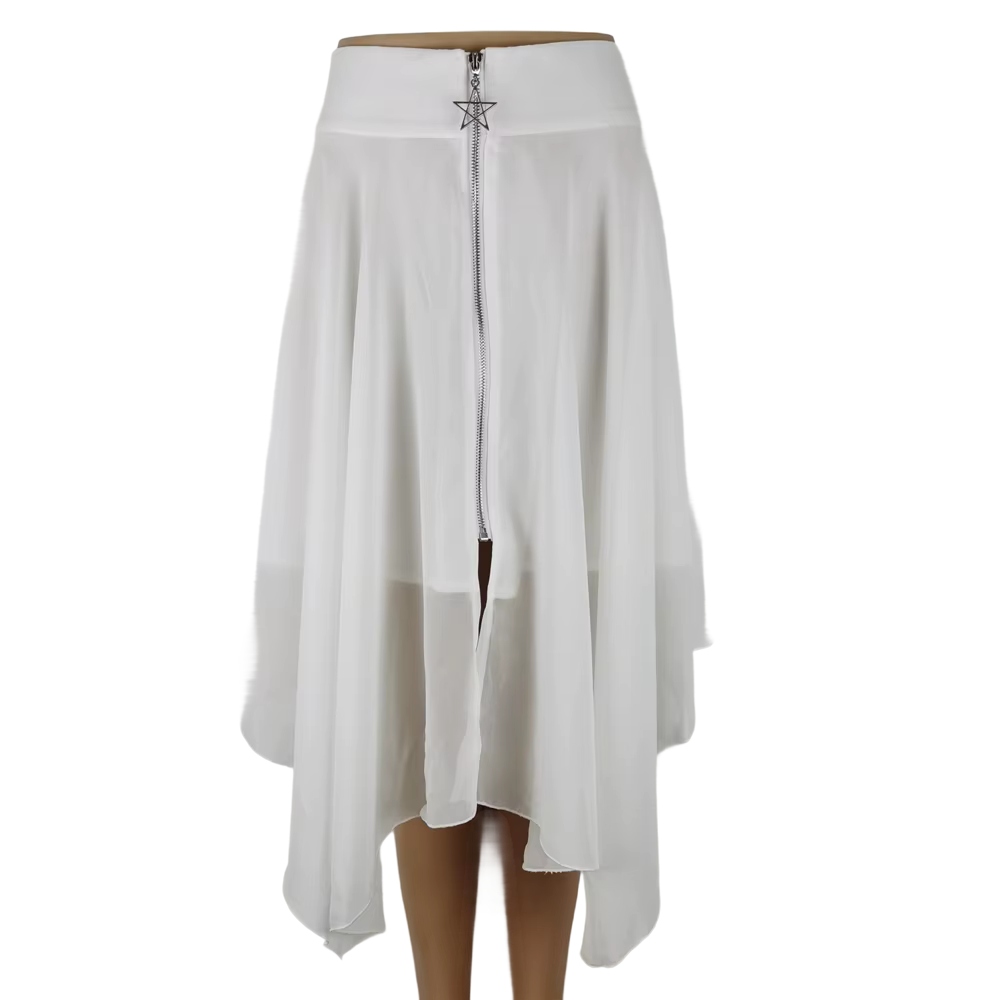 Elegantní asymetrická gotická Sukně s průsvitnými detaily M